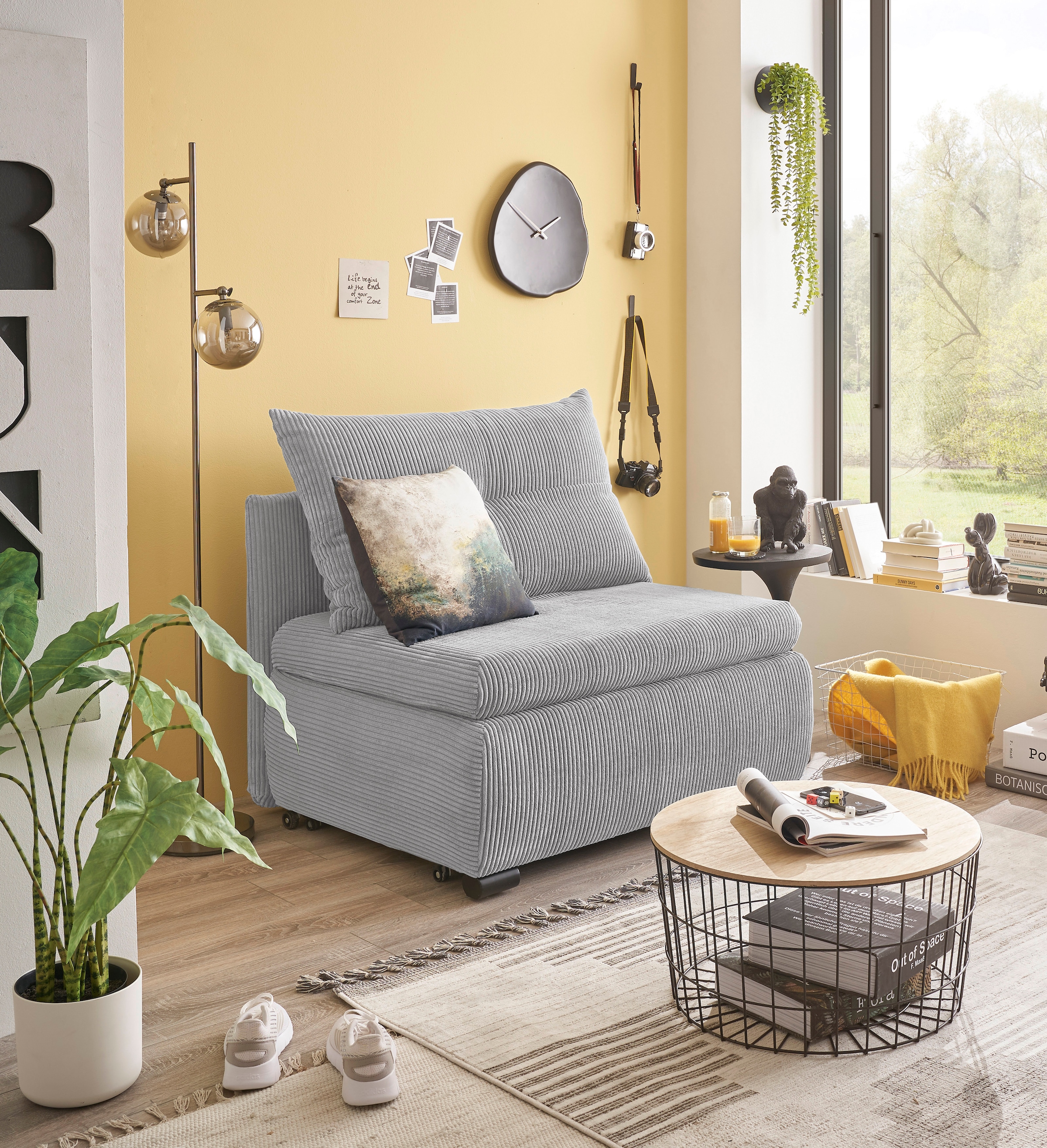 ED EXCITING DESIGN Schlafsofa »Charlie«, frei im Raum stellbar, mit Bettkasten, Schlaffunktion & 1 Rückenkissen