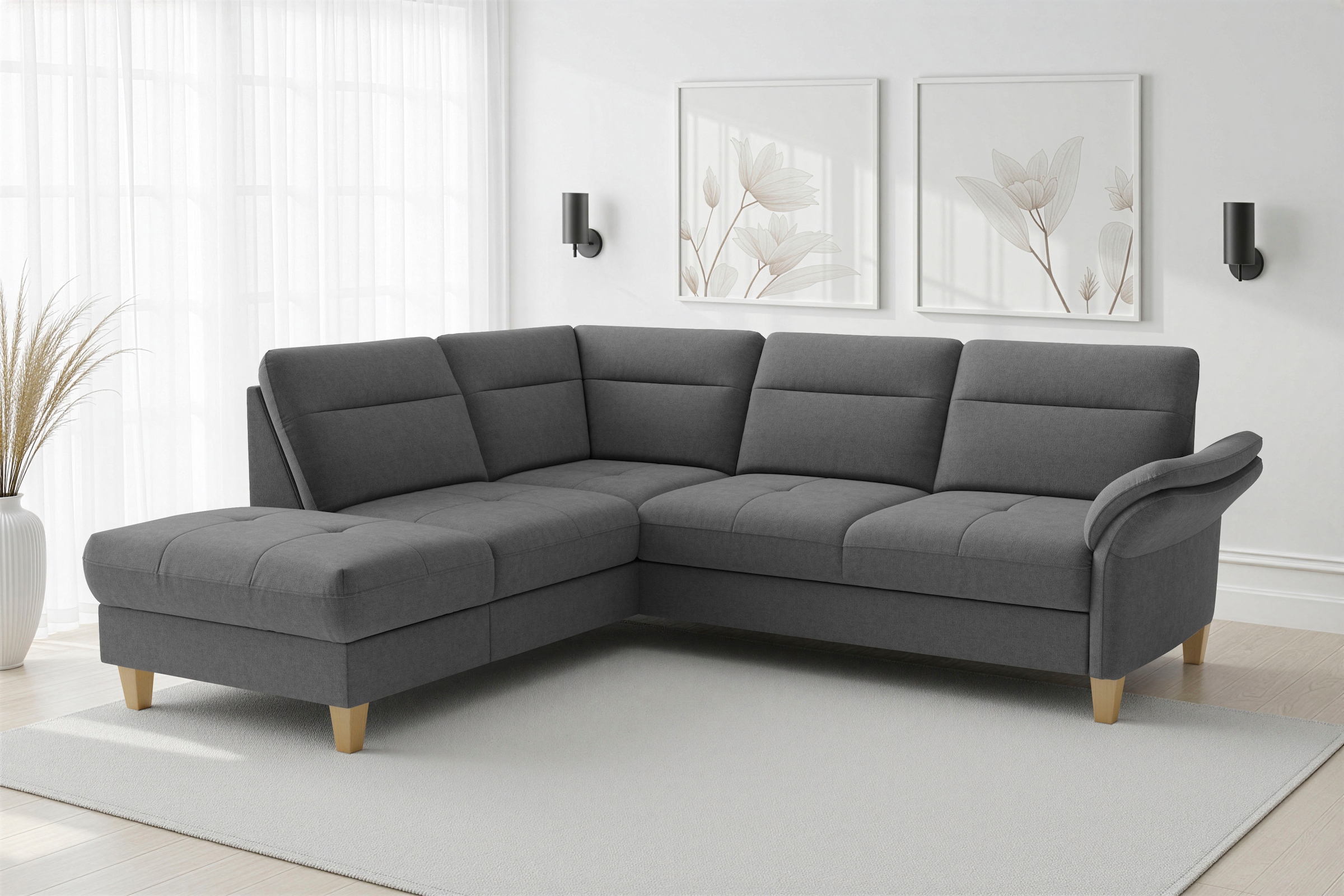 sit&more Ecksofa »Pamela, B: 218 cm, L-Form, wahlweise mit Schlaffunktion und Bettkasten« mit Federkern