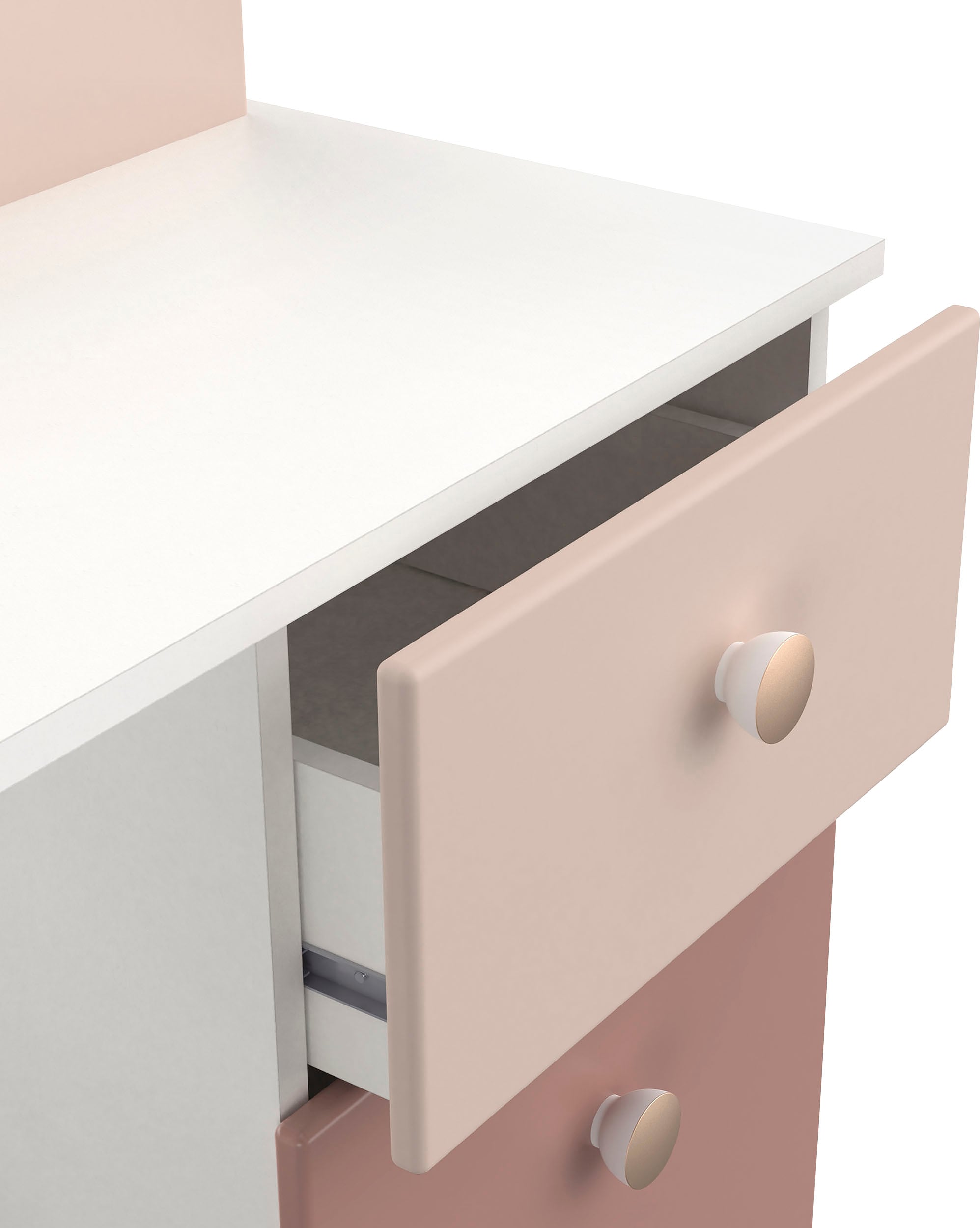 Demeyere GROUP Kinderschreibtisch »Jade«, Schublade, Stauraum, Runde Knopfgriffe mit Roségold-Finish
