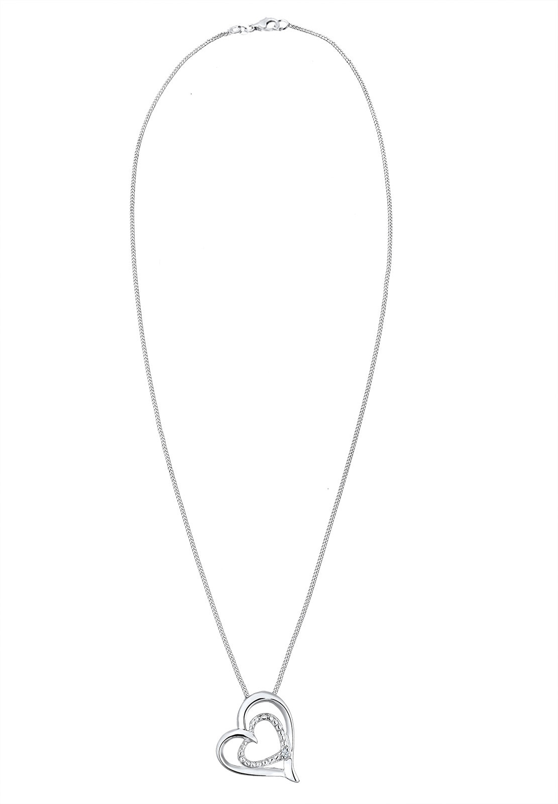 Elli DIAMONDS Silberkette »Halskette Herz Liebesbeweis Diamant (0.015 ct.) Silber«