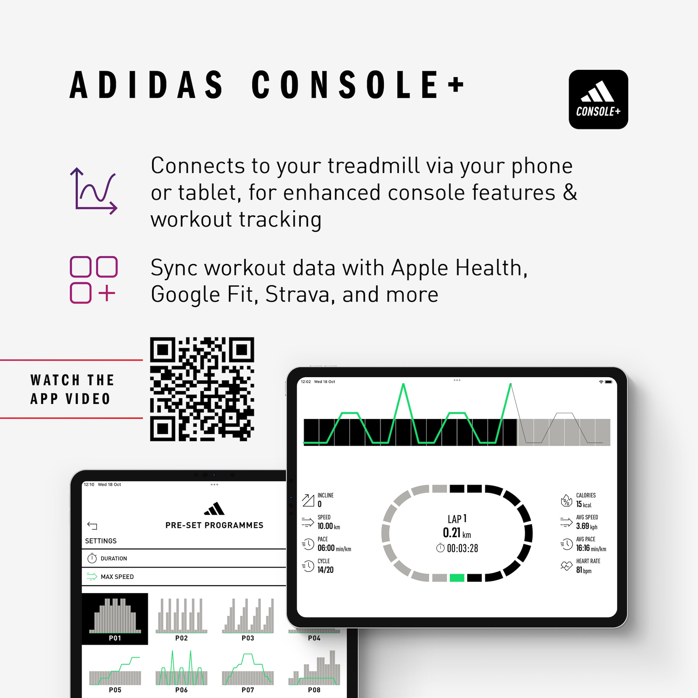 adidas Performance Laufband »T-1 Bluetooth«, (Packung)