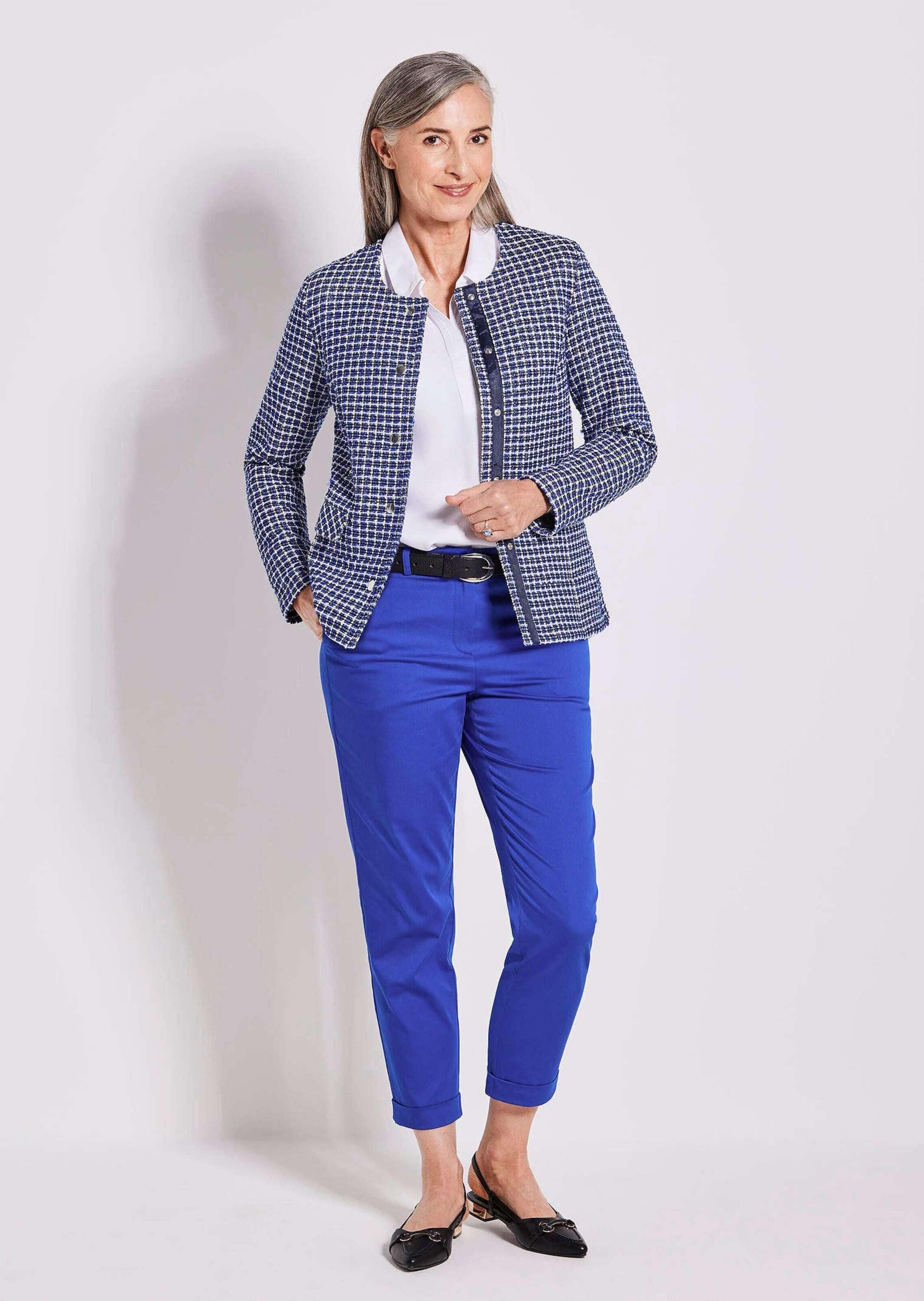 GOLDNER Jackenblazer »Kurzgröße Elegante Karo-Jacke mit Glanzeffekten«