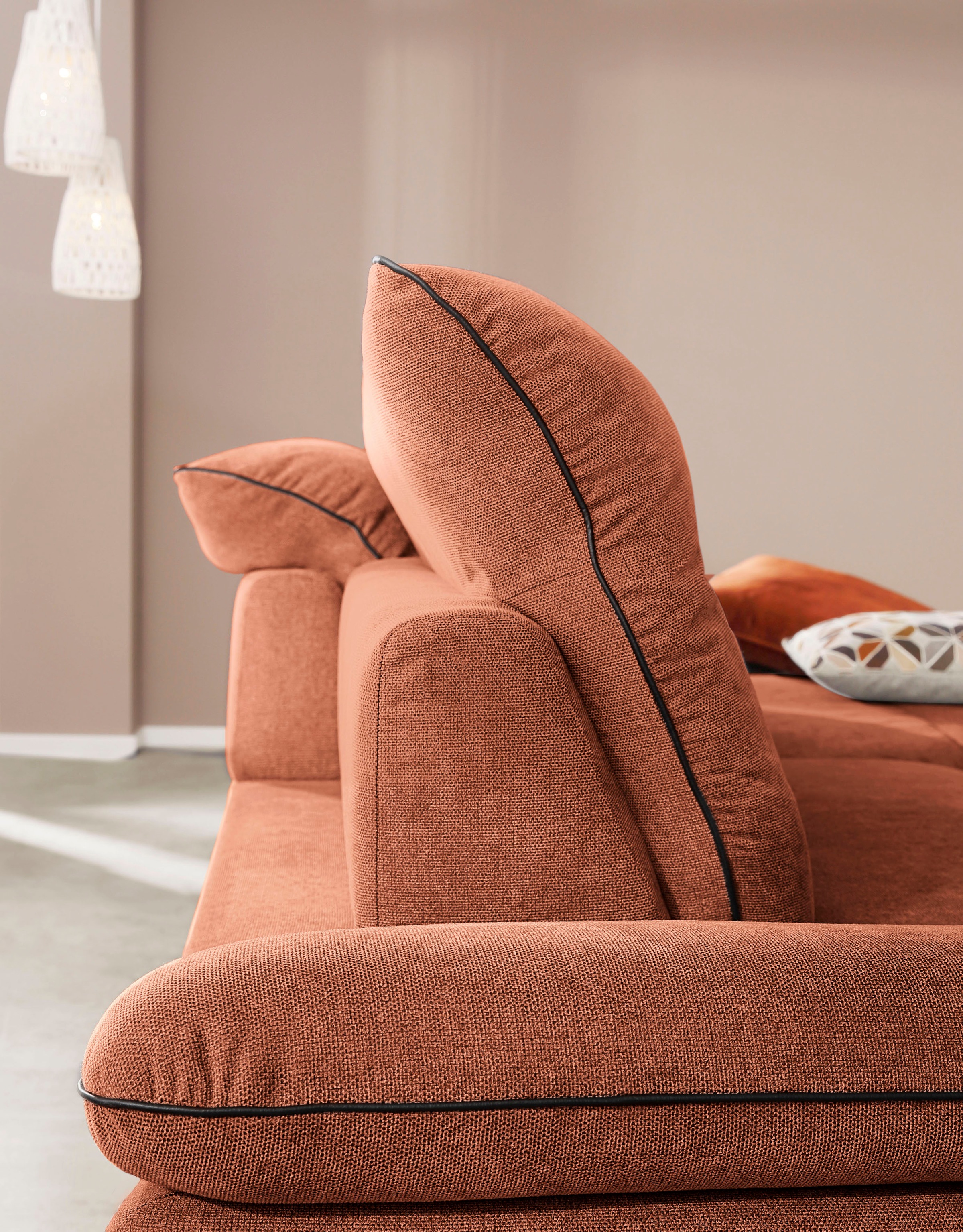 W.SCHILLIG Ecksofa »enjoy&MORE«, in Living coral, Füße schwarz pulverbeschichtet, Breite 294 cm