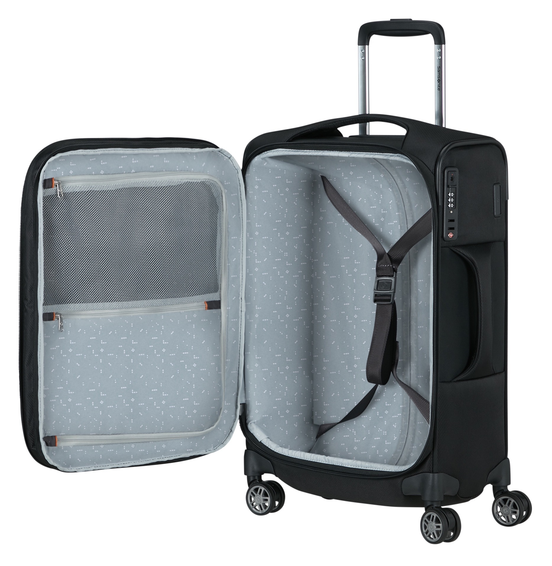 Samsonite Weichgepäck-Trolley »RE-LITE, verschiedene Größen und Farben«, (Set, 2 St., mit 2 Packwürfeln), 4 Rollen, Reisekoffer TSA-Schloss Stickerbogen Volumenerweiterung Laptopfach