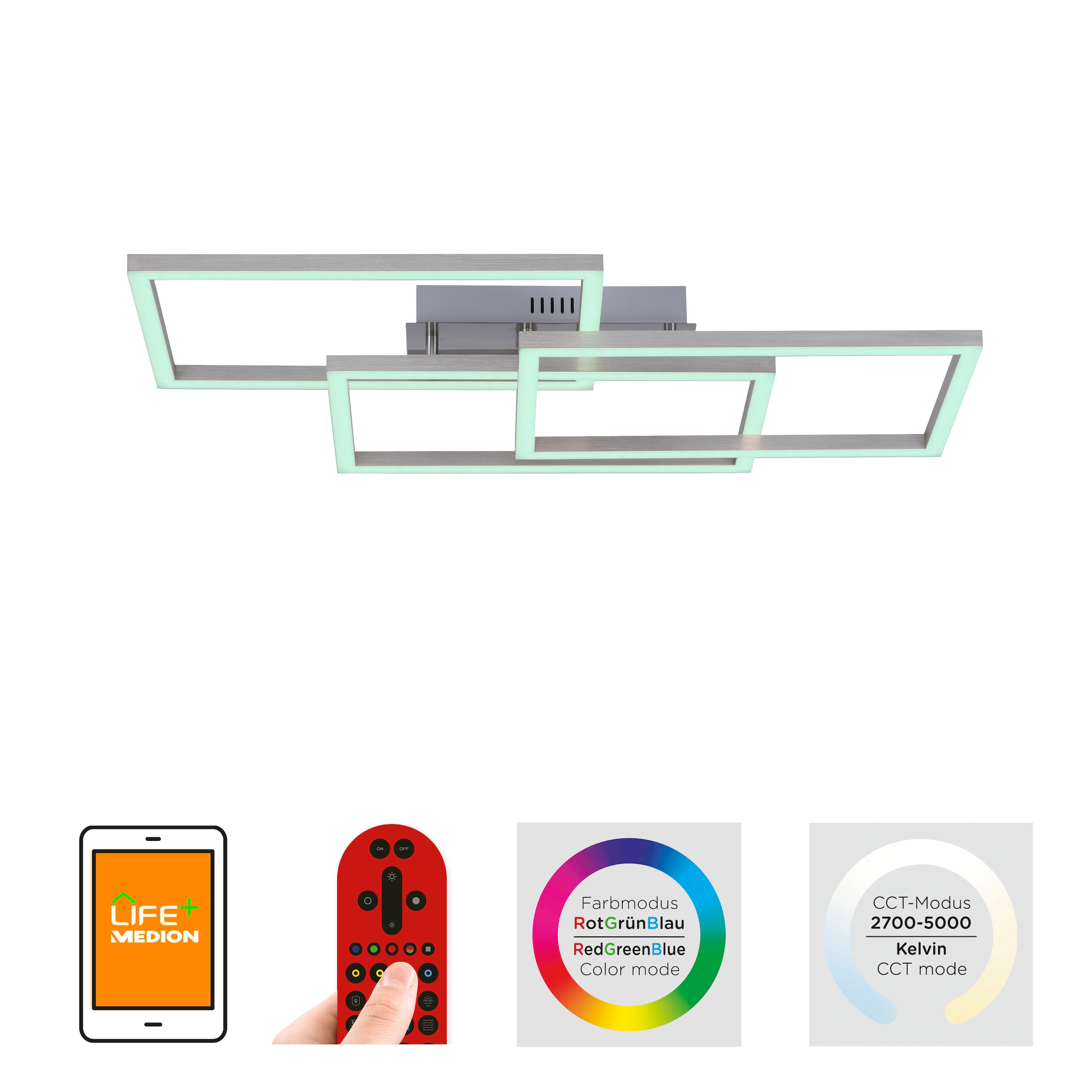 Leuchten Direkt Deckenleuchte 3 Garantie online fähig white, flammig-flammig, »Ls-MAXI«, RGB+tunable inkl., kaufen Fernbedienung, | Jahren Infrarot 3 XXL Smarthome mit