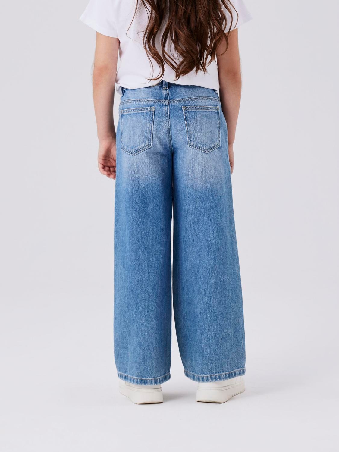 Name It Weite Jeans »NKFROSE für Mädchen mit weitem Bein und klassischem Sitz« normal, Denim, Abriebeffekte, Reißverschluss
