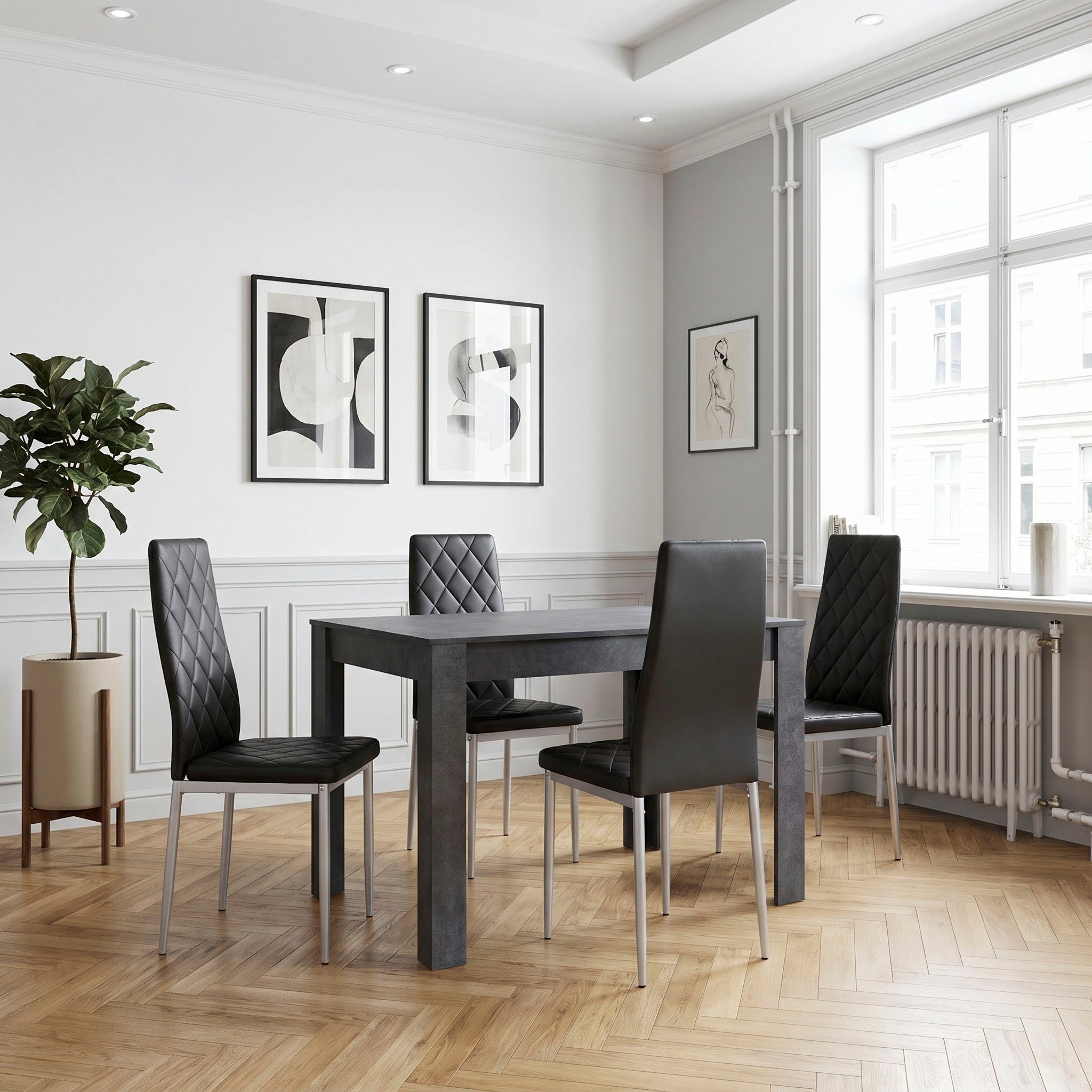 OTTO home Essgruppe »Brooklynn« Set, 5 Stk. tlg. 4 Stühle mit einem pflegeleichten Kunstleder Bezug, 1 Tisch