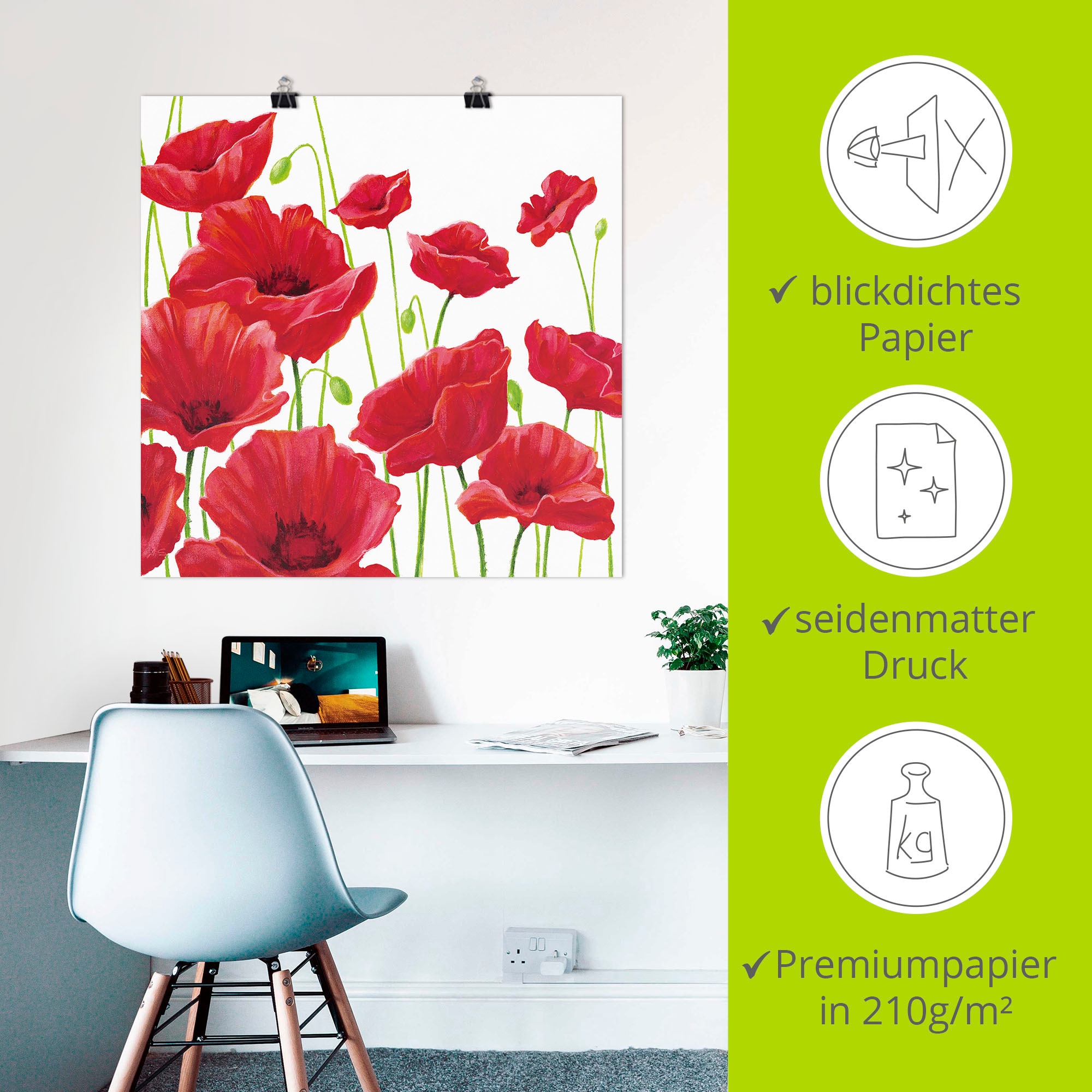 Artland Wandbild »Rote Mohnblumen I« Blumen 1 Stk. tlg. als Leinwandbild, Poster in verschied. Größen