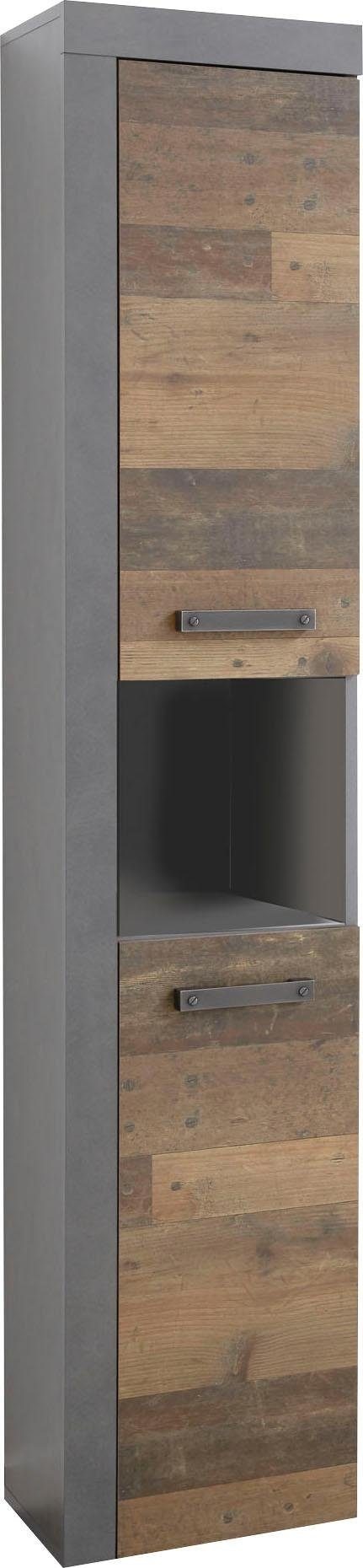 INOSIGN Hochschrank »Ilana«, Badschrank im modernen Industrial Style - Maße (B/T/H) 36/31/184 cm