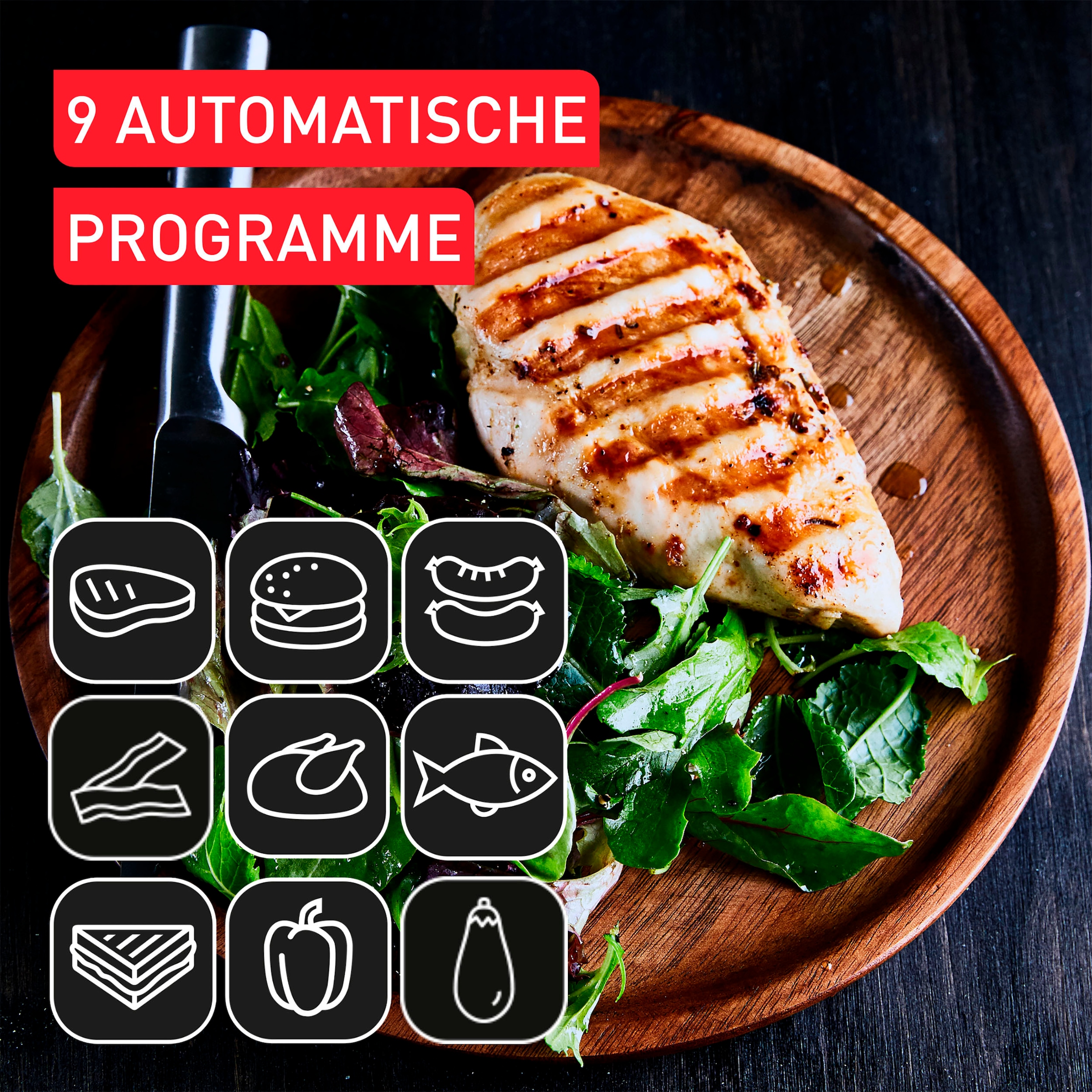 Tefal Kontaktgrill »GC7278 OptiGrill+ XL«, 2180 W, erneuerte Kochstufenanzeige, 9 Automatikprogramme + manuelles Programm