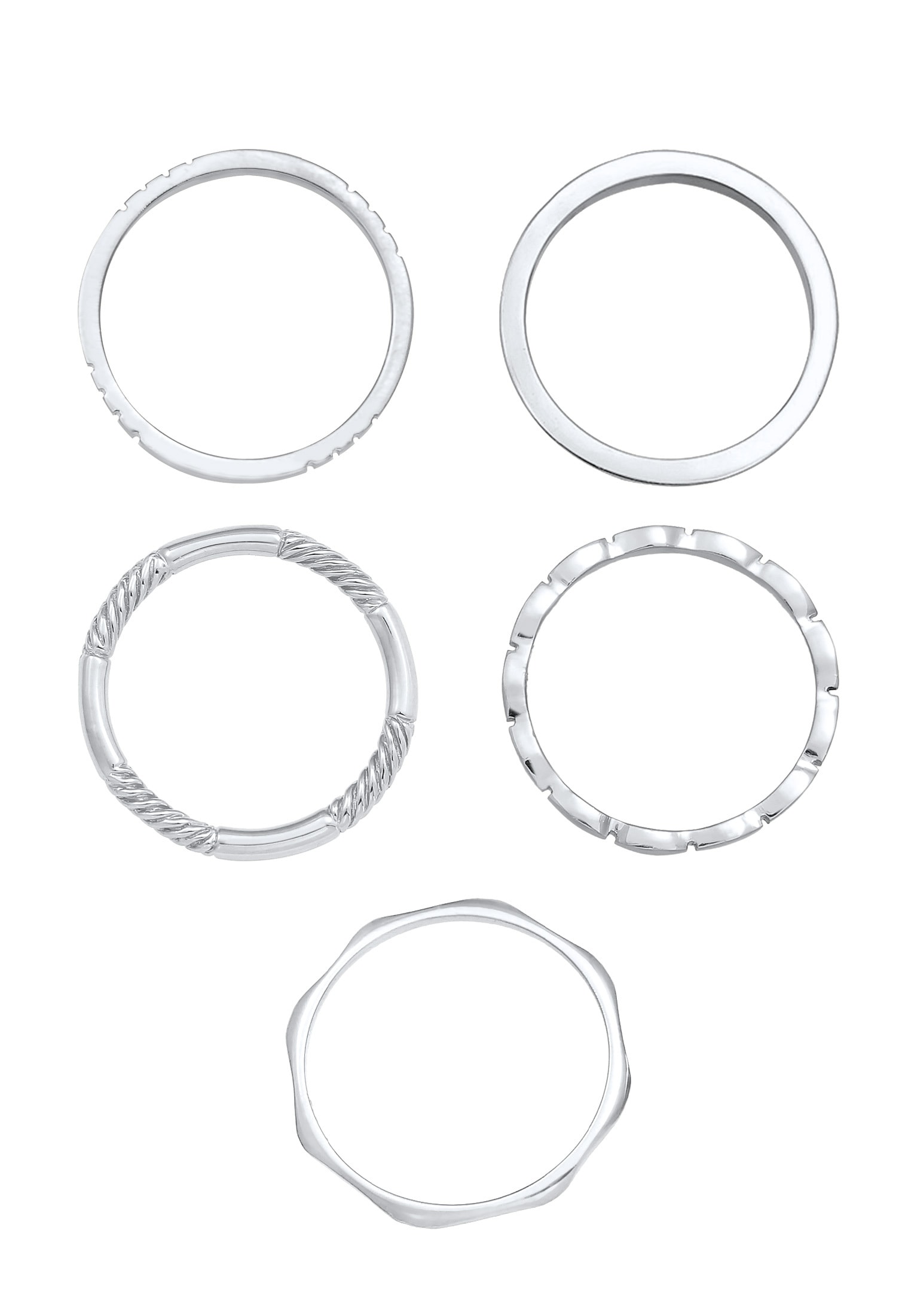 Elli Ring-Set »Ring Stapelringe Stacking Bandringe 5er Set 925 Silber«