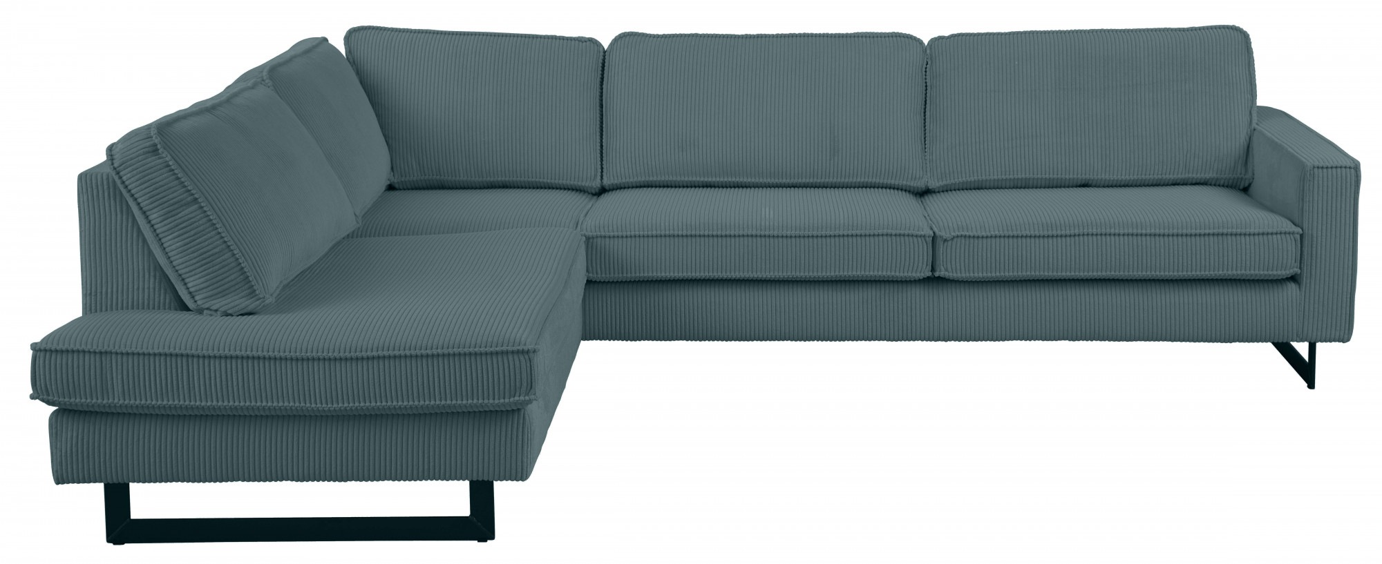 Places of Style Ecksofa »Pinto, 290 cm, Cord, Chenille, Lederoptik, Ottomane links / rechts«, mit Keder, schwarze Metallfüße, Wellenunterfederung