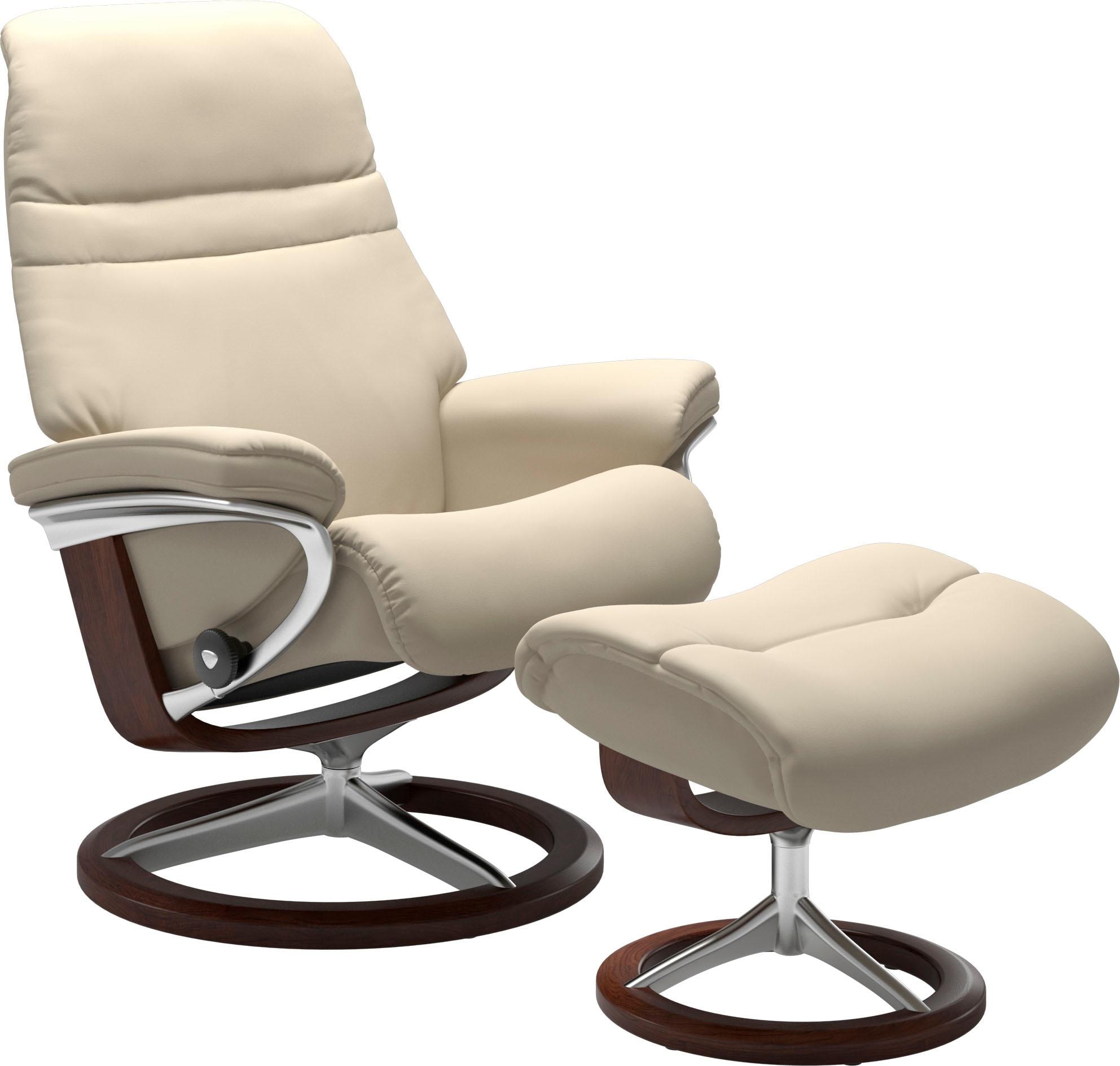 Stressless® Relaxsessel »Sunrise«, (Set, Relaxsessel mit Hocker), mit Signature Base, Größe M, Gestell Braun
