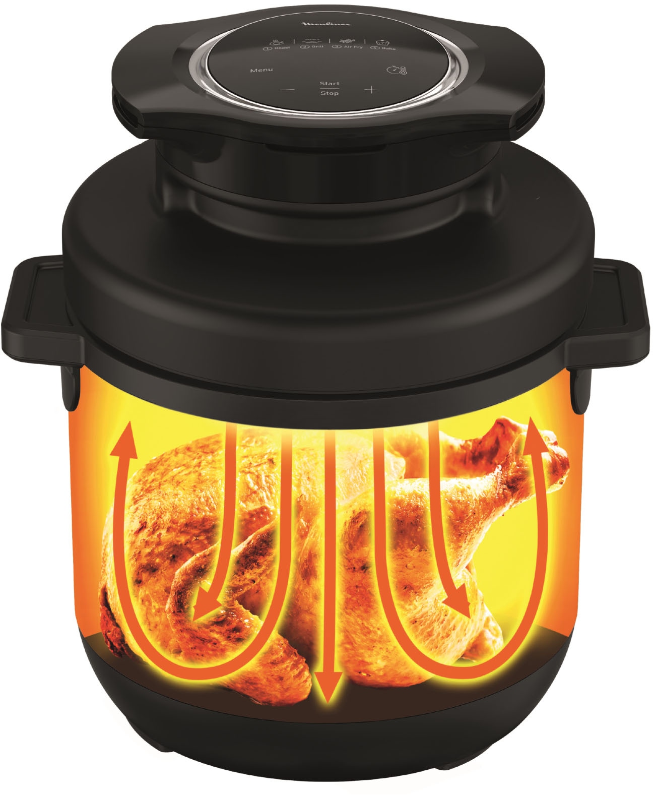 Tefal Multikocher »Turbo Cuisine & Fry inkl. Extra-Crisp-Deckel, 1-Knopf-Bedienung«, Schnellkochtopf/ Heißluftfritteuse, 15 automatische Programme, CY7788