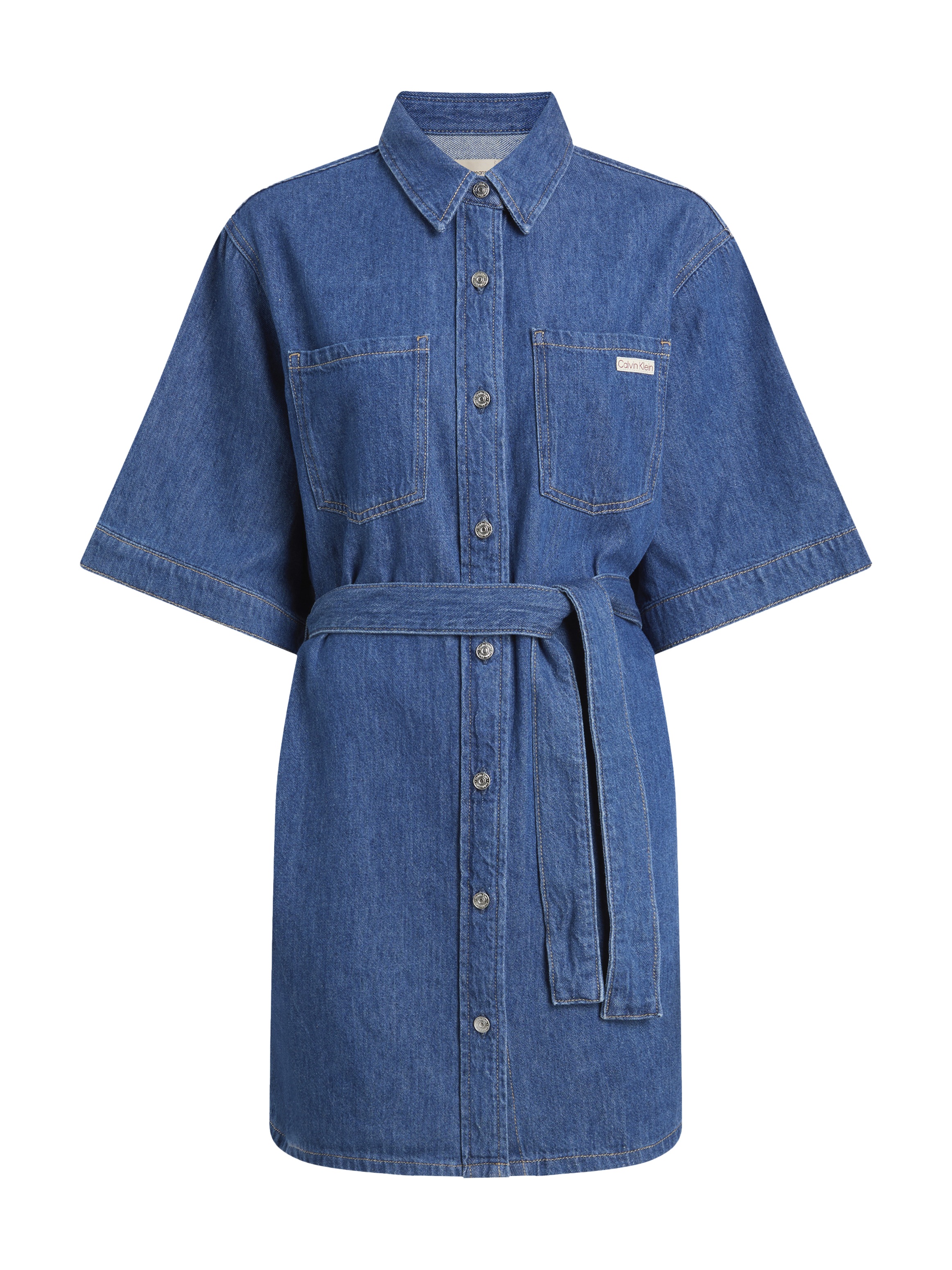 Calvin Klein Jeans Jeanskleid »LINEN BOXY BELTED SHIRT DRESS«, mit Kimonoärmeln