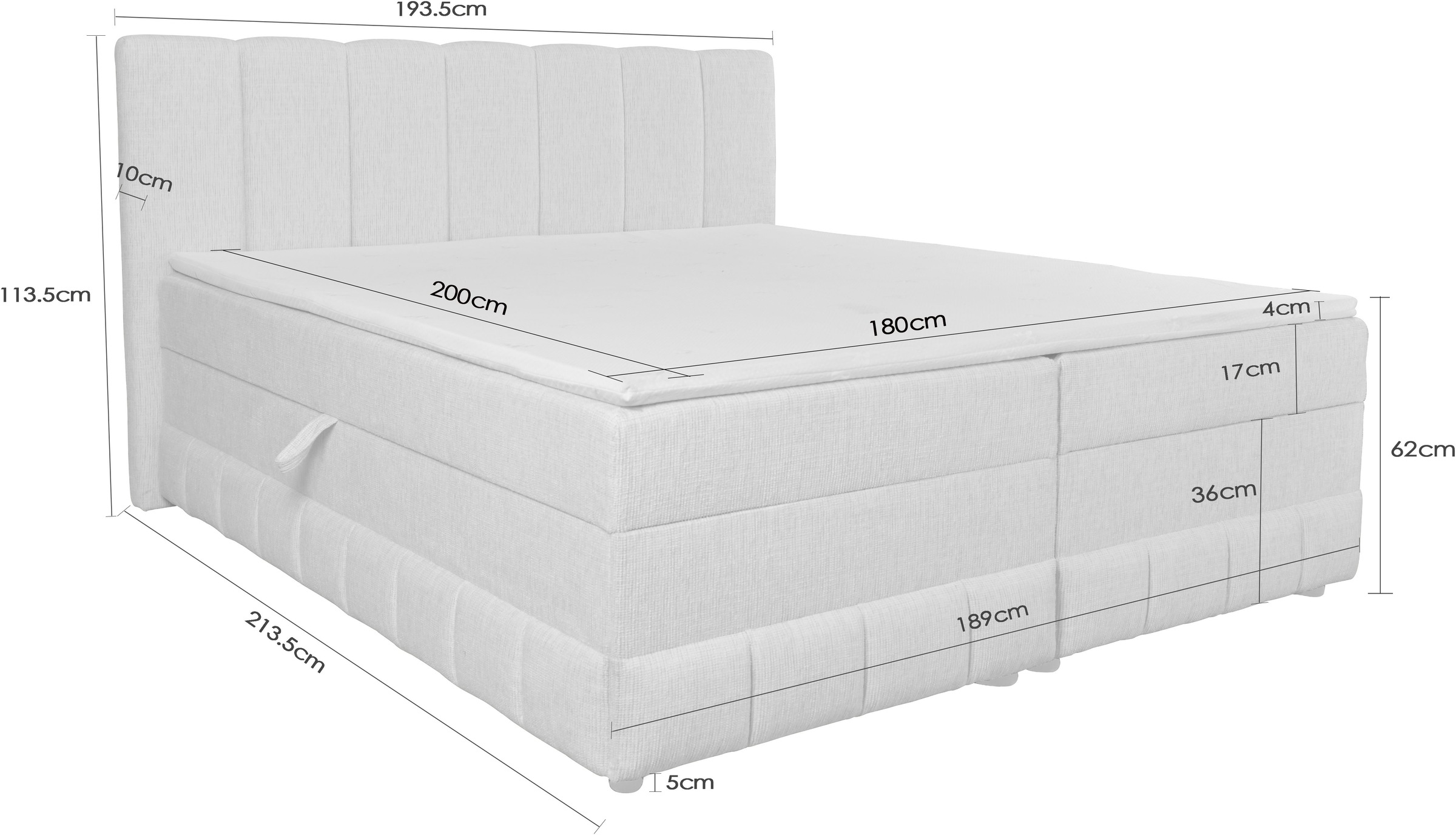 OTTO home Boxbett »Likely inkl. Bettkasten, Liegefläche 180x200 cm, in Boxspring-Optik«, inkl. Topper, erhältlich in verschiedenen Farben