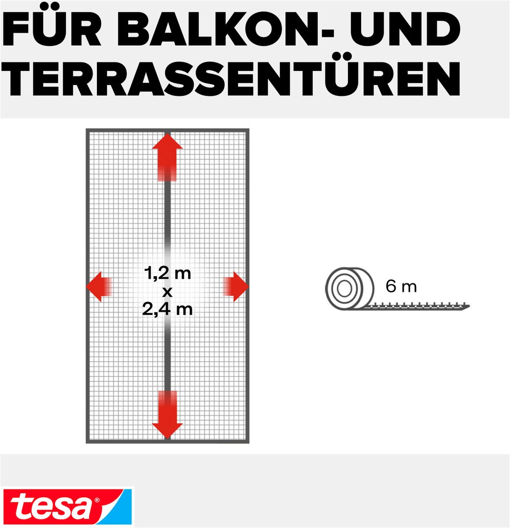 tesa Insektenschutz-Vorhang »Magnetvorhang XL - selbstschließend - Insektenschutzvorhang« Packung, Magnetvorhang, selbstklebendes Klettband, 1 Stk. tlg. INSECT STOP zur einfachen Montage ohne Bohren - 2,4 m x 1,2 m
