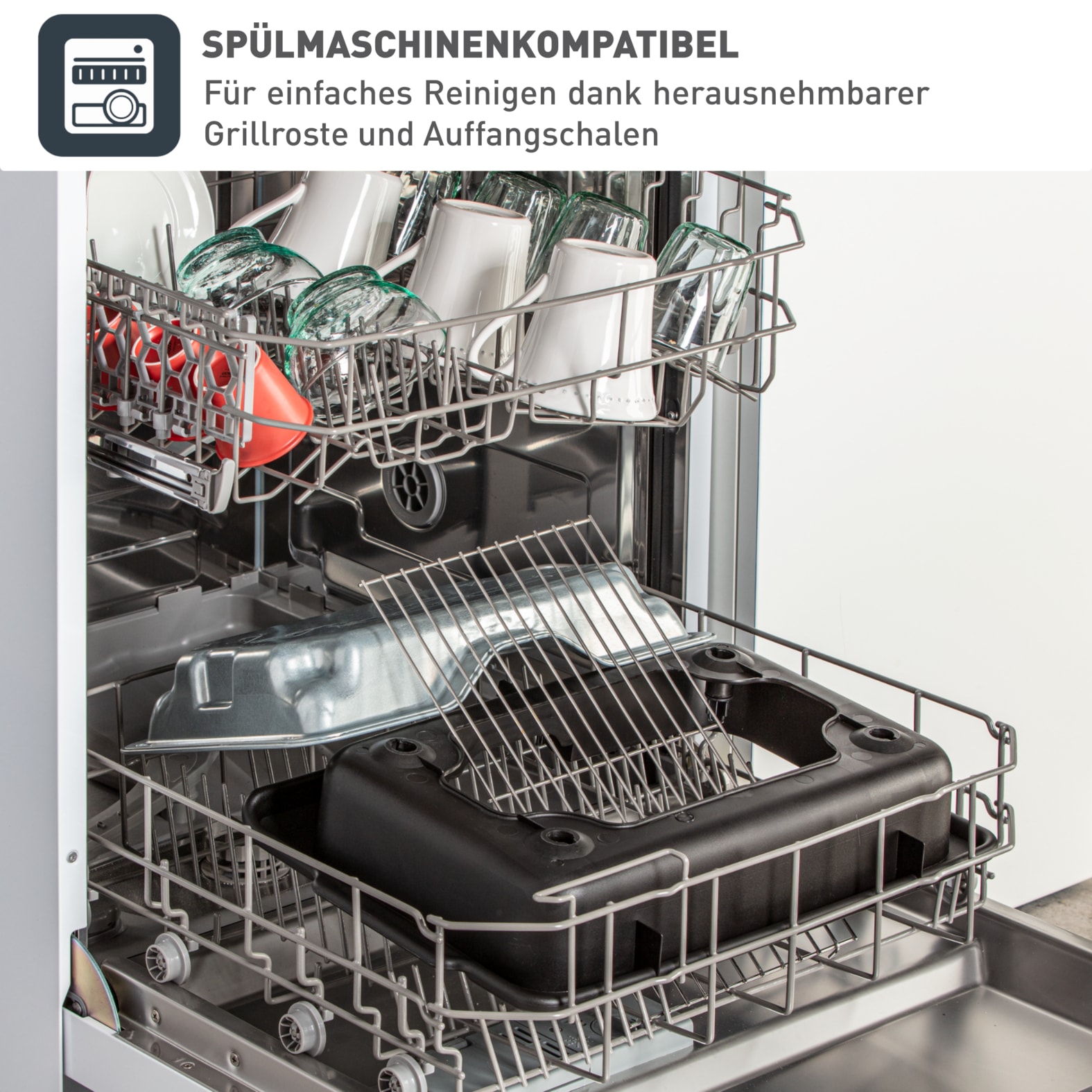 Tefal Tischgrill »Easygrill Adjust, wasserbefüllbare Tropfschale gegen Rauch und Gerüche«, 2300 W, spülmaschinengeeigneter Rost und Tropfschale, platzsparend, BG90E5