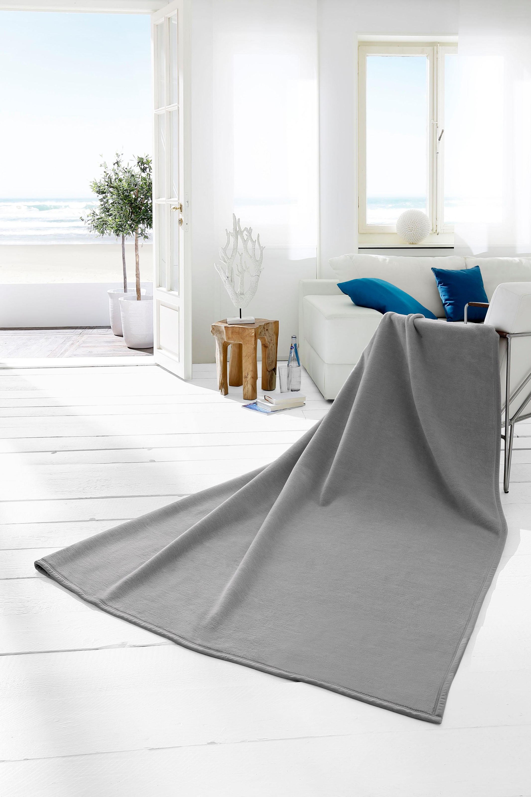 Biederlack Wohndecke »Uno Cotton«, in schönen Unifarben, Kuscheldecke