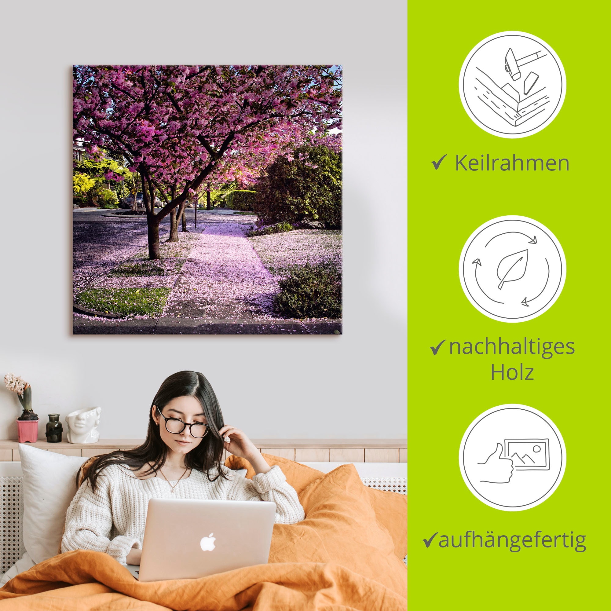 Artland Wandbild »Fallende Blütenblätter«, Bäume, (1 St.), als Alubild, Outdoorbild, Leinwandbild, Poster in verschied. Größen