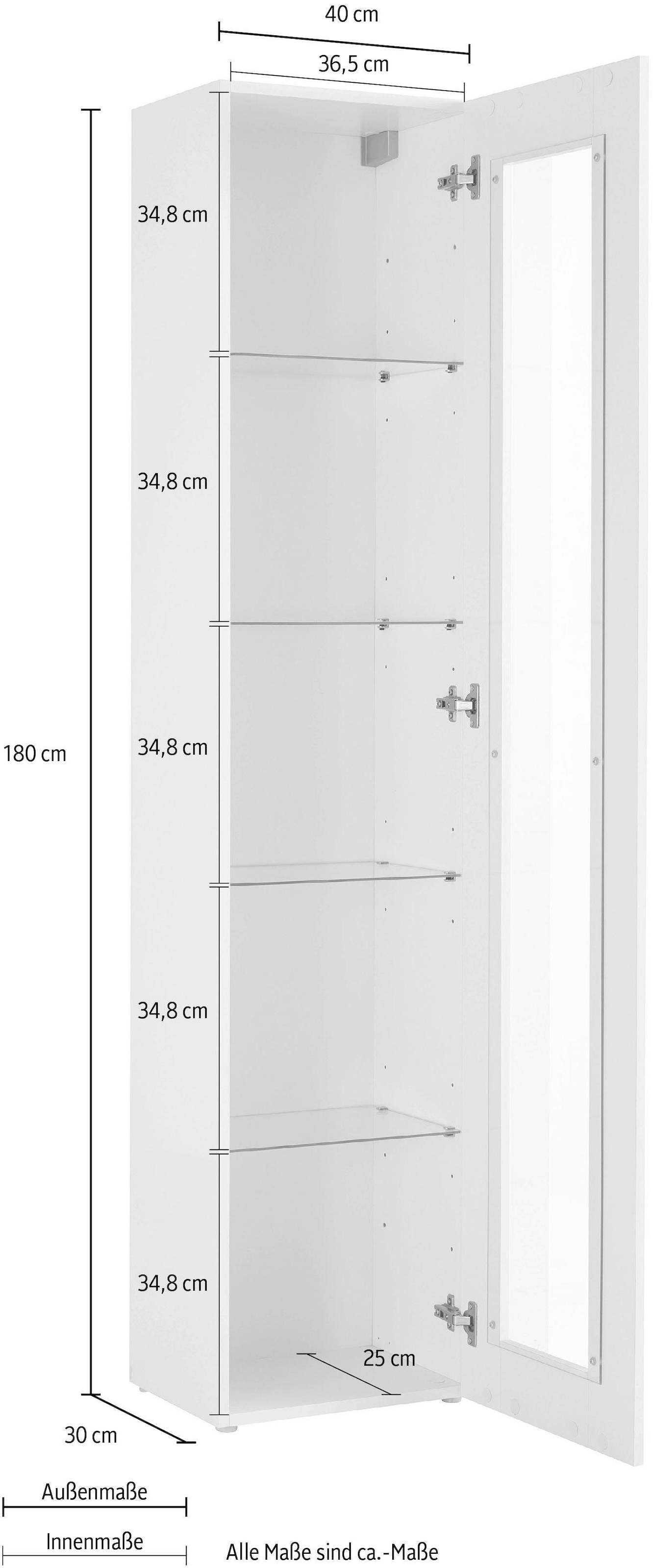 Home affaire Vitrine »Maruska« 1 Stk. tlg. Glasvitrine, Stauraumvitrine, stehend und hängend montierbar