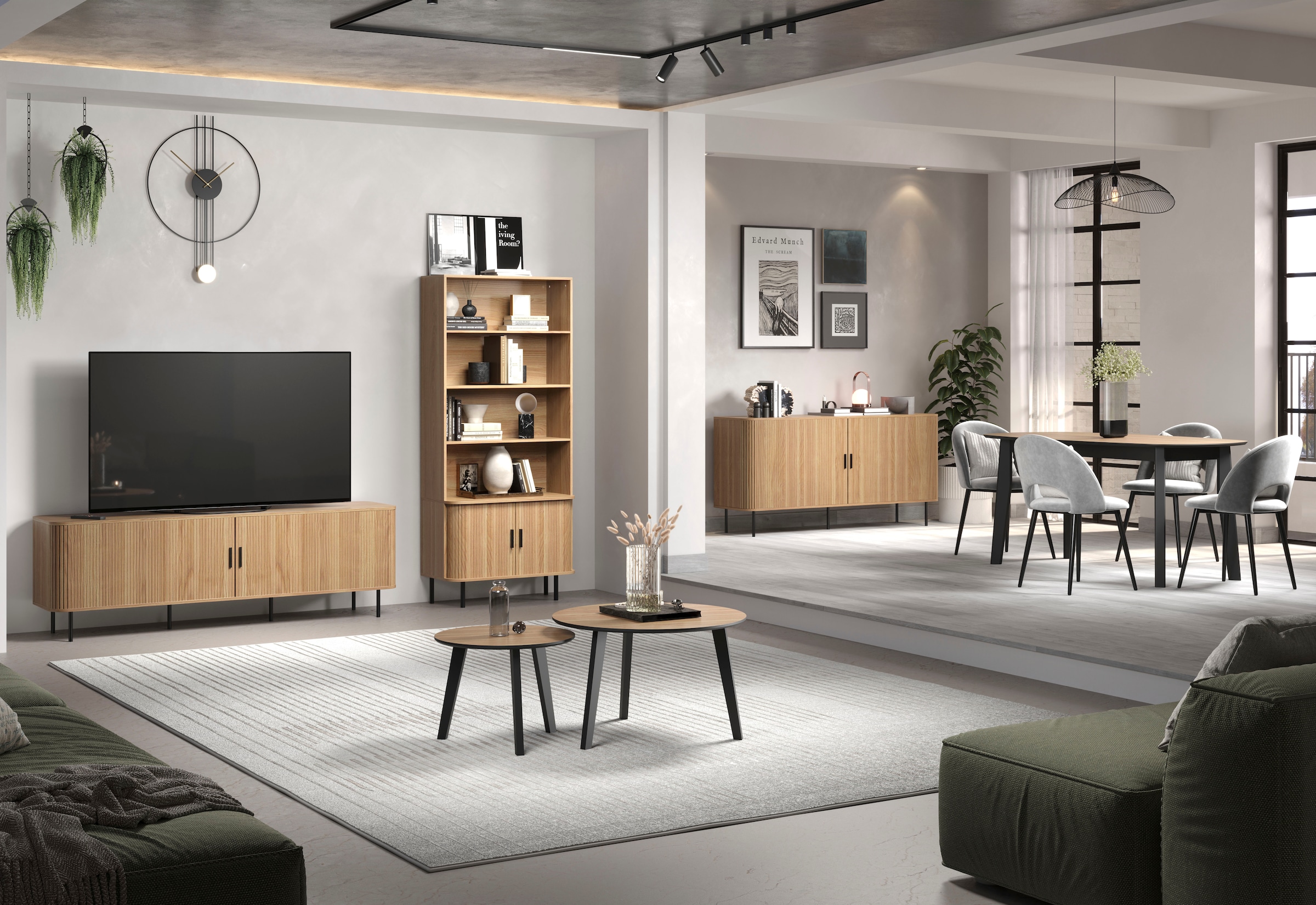 Home affaire Couchtisch »Ronda« Set, 2 Stk. tlg. Beistelltische mit Massivholzfüßen - Maße (B/T/H) 50-70/39-45/50-70 cm