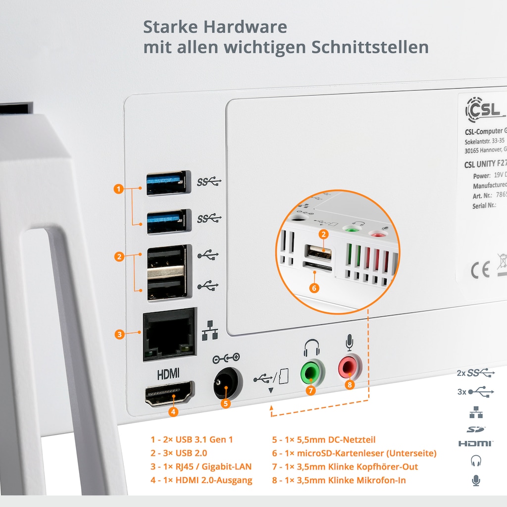 CSL All-in-One PC »Unity F27-GLS mit Windows 10 Home«