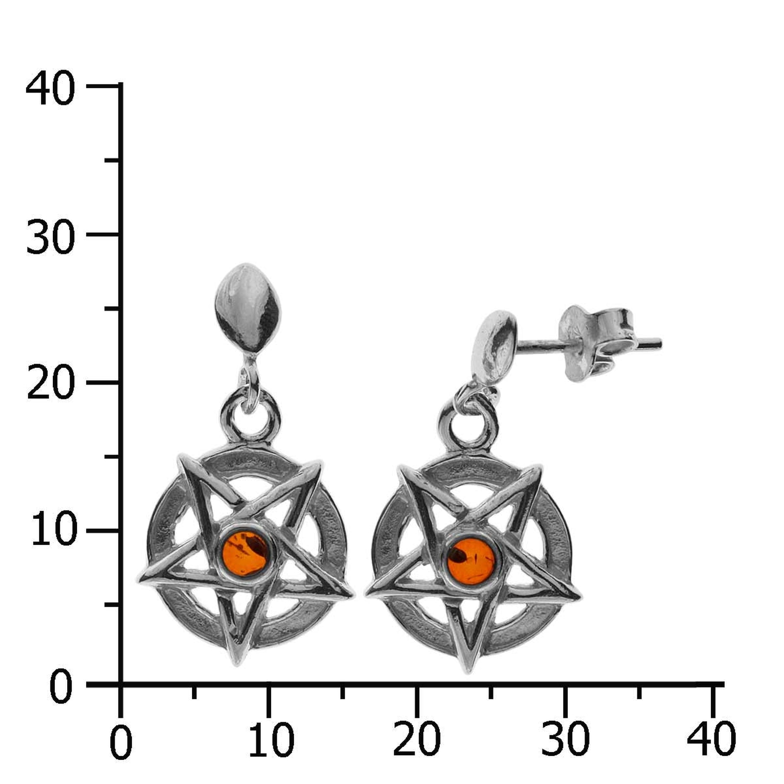 OSTSEE-SCHMUCK Paar Ohrhänger »- Stern-Pentagramm - Silber 925/000 - Bernstein«