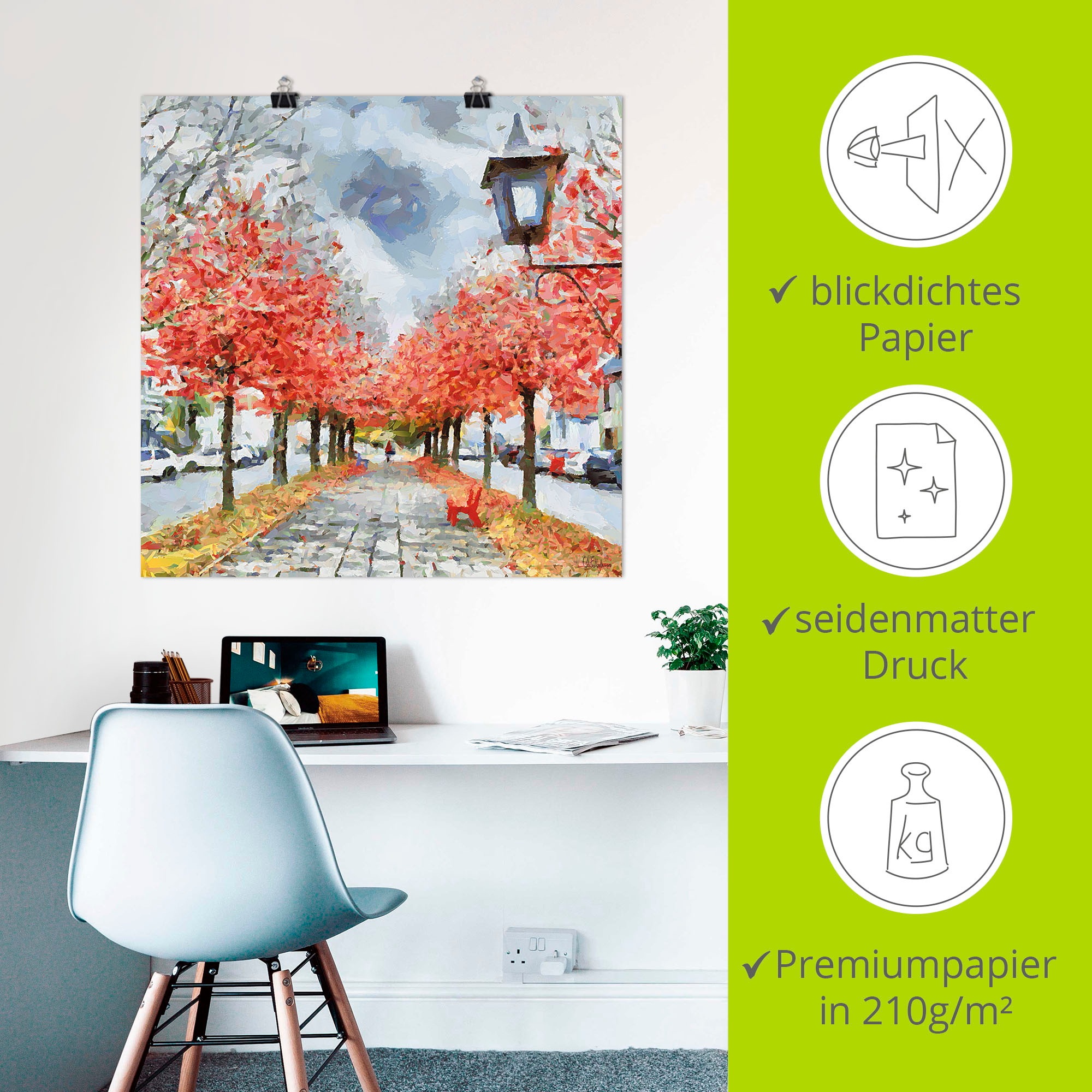 Artland Wandbild »Rote Bank«, Wiesen & Baumbilder, (1 St.), als Leinwandbild, Poster in verschied. Größen