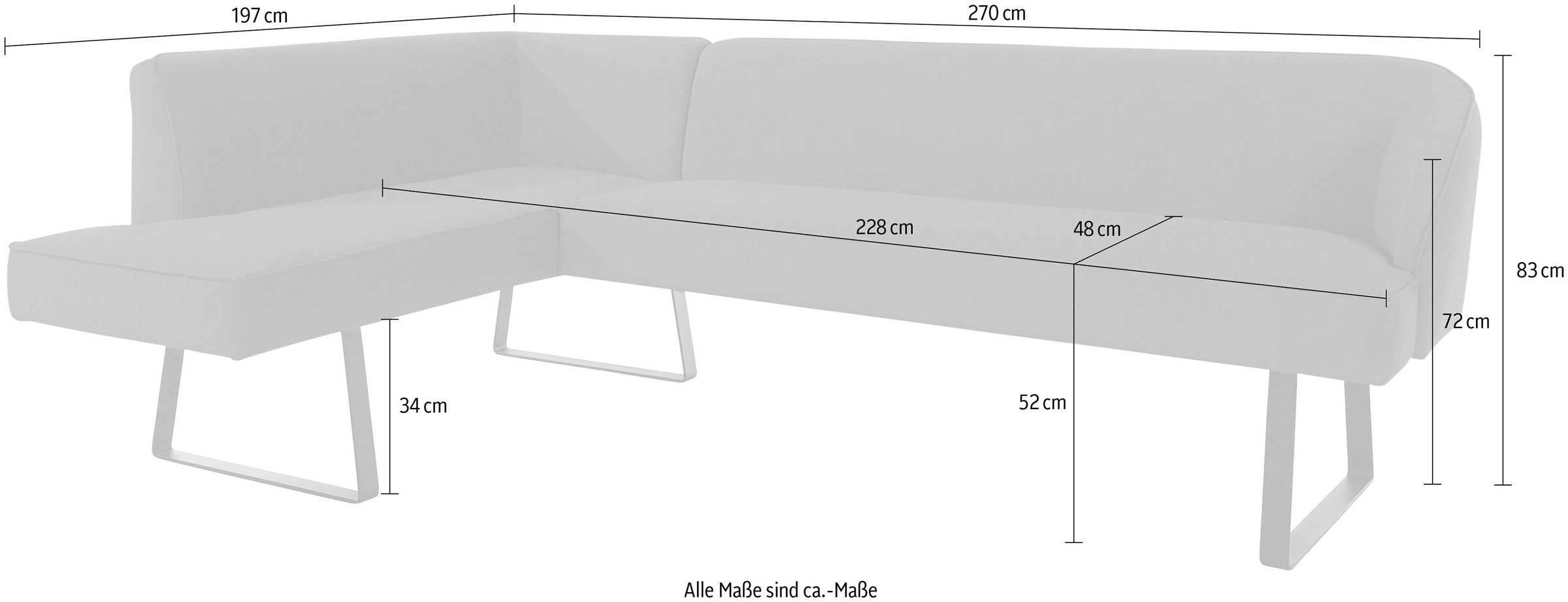 exxpo - sofa fashion Eckbank »Americano«, mit Keder und Metallfüßen, Bezug  in verschiedenen Qualitäten auf Rechnung bestellen