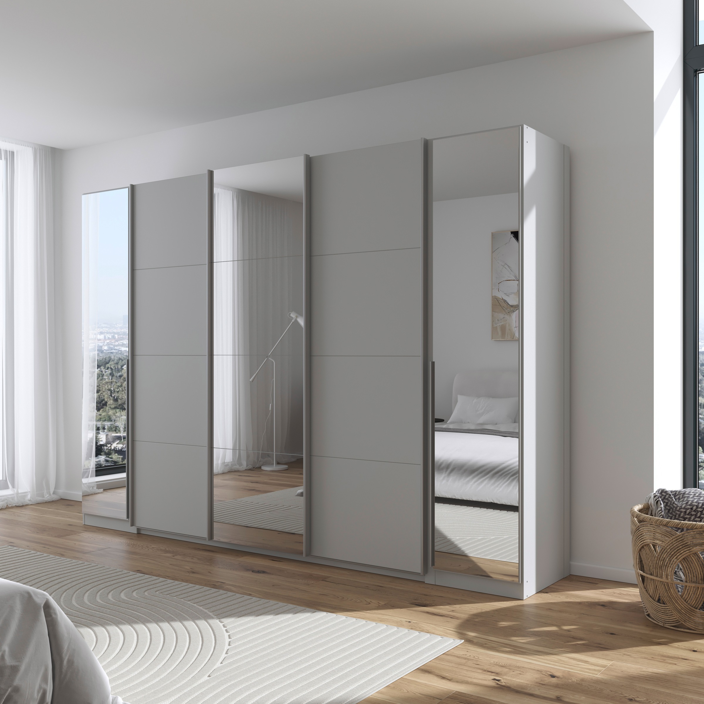 rauch Schwebetürenschrank »Agordo«, (im angesagten Mix aus Dreh- und Schwebetüren), optional mit Spiegel und zwei Griff-Farben MADE IN GERMANY