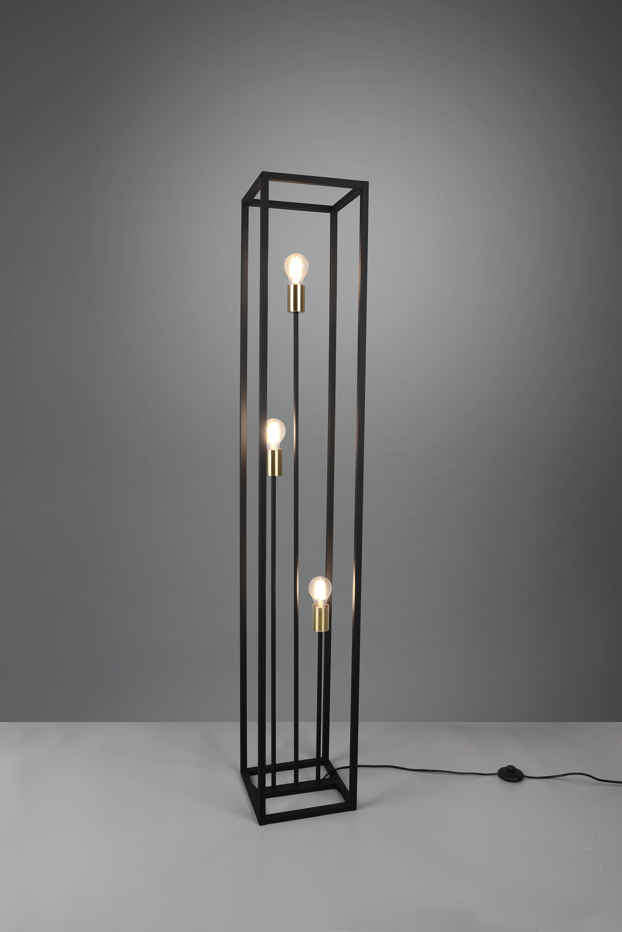REALITY Leuchten Stehlampe »VITO«, 3 flammig, Leuchtmittel E27 | ohne Leuchtmittel, Höhe 153 cm, Fussschalter, Tülle in Messing abgesetzt