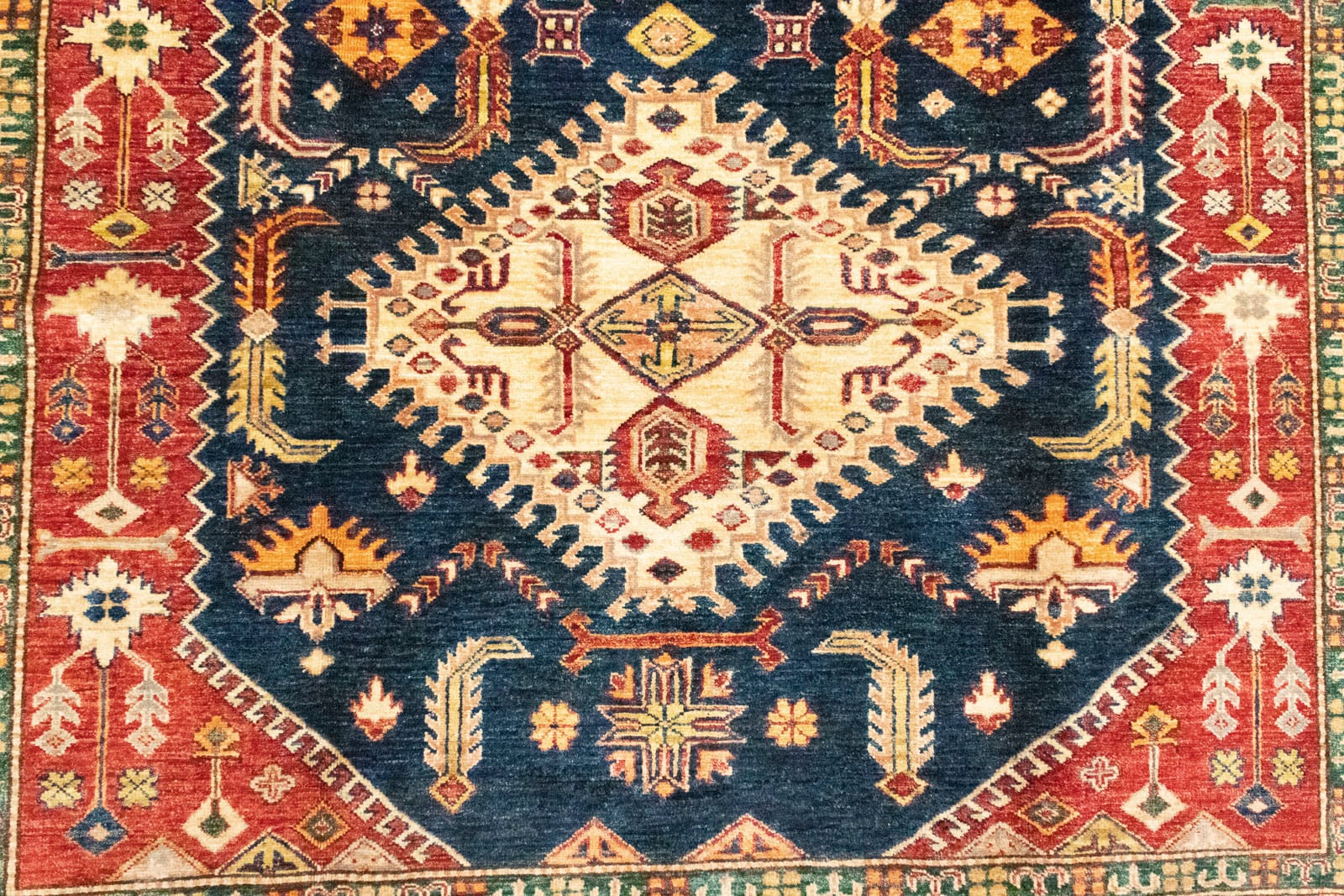 morgenland Wollteppich »Kazak Teppich handgeknüpft blau«, rechteckig
