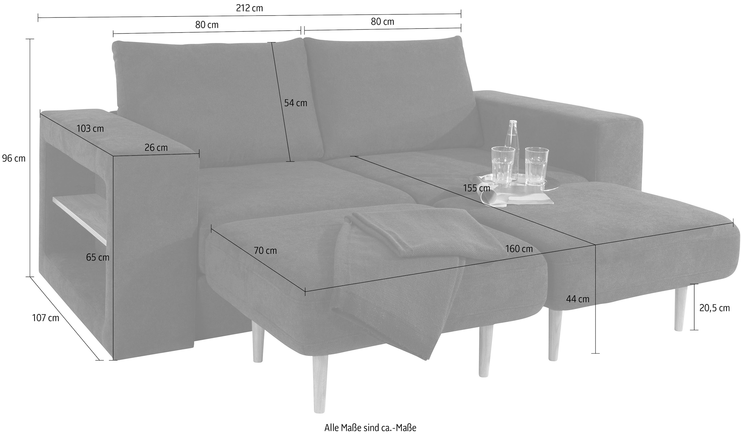 LOOKS by Wolfgang Joop 3-Sitzer »Looksvb« Verwandlungssofa: aus Sofa wird Sofa mit 2 Hockern, mit Regalfunktion