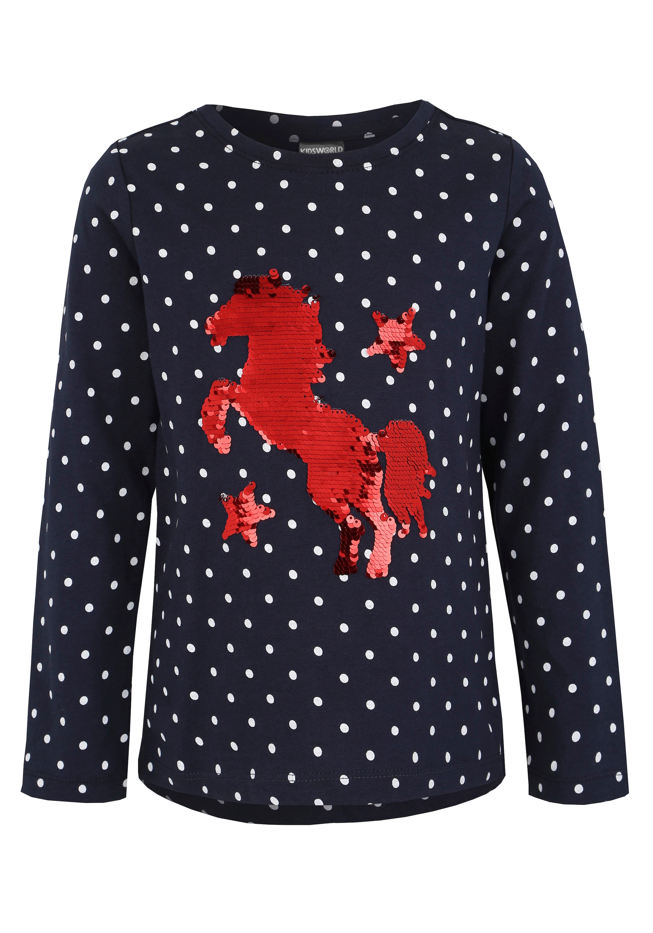 KIDSWORLD Langarmshirt »für kleine Mädchen«, Langarm, Basic-Passform, bedruckt, Rundhalsausschnitt