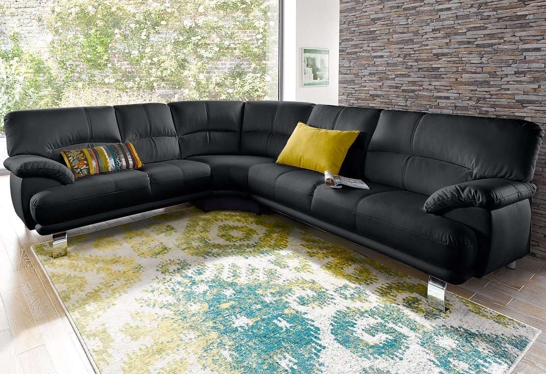 TRENDMANUFAKTUR Ecksofa »Cecilia in italienischem Design, modern und komfortabel, L-Form« bequeme Armlehnen, mit langem Schenkel