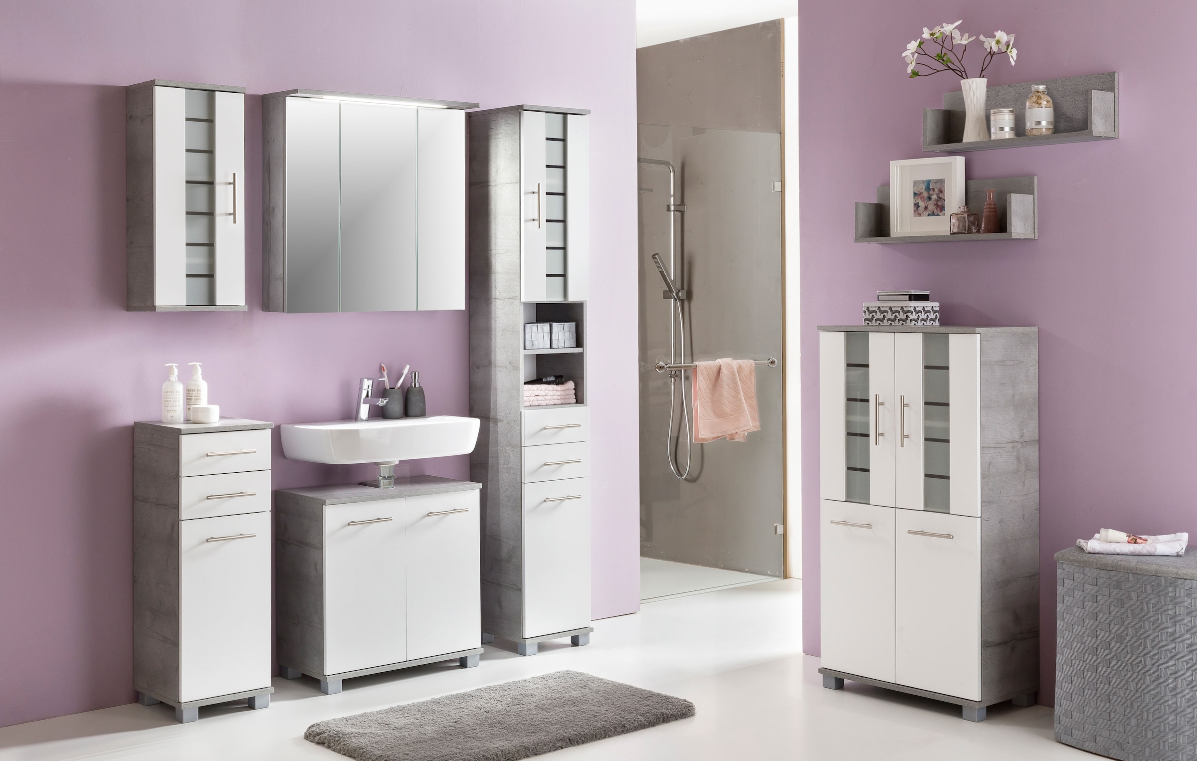 Schildmeyer Spiegelschrank »Profil« Breite 70 cm, 3-türig, LED-Beleuchtung, Schalter-/Steckdosenbox