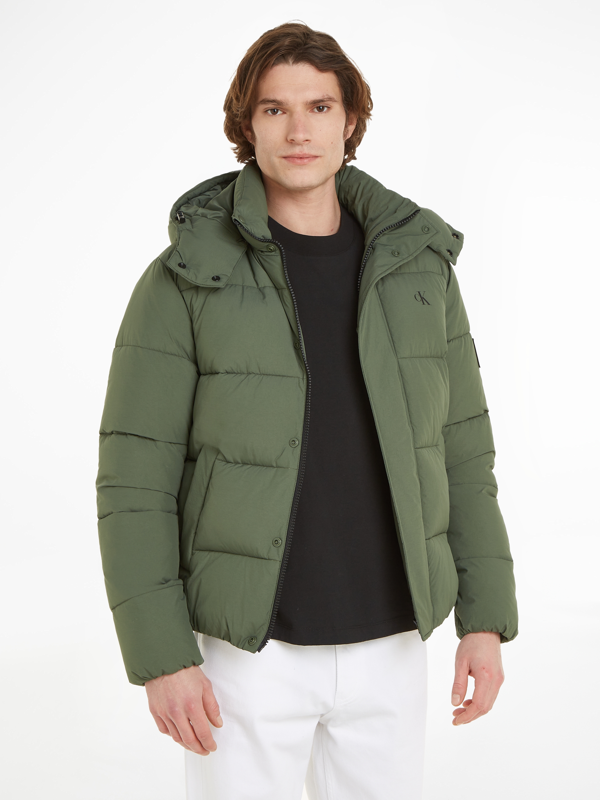 Steppjacke »ESSENTIALS NON DOWN LOGO JACKET«, mit Kapuze