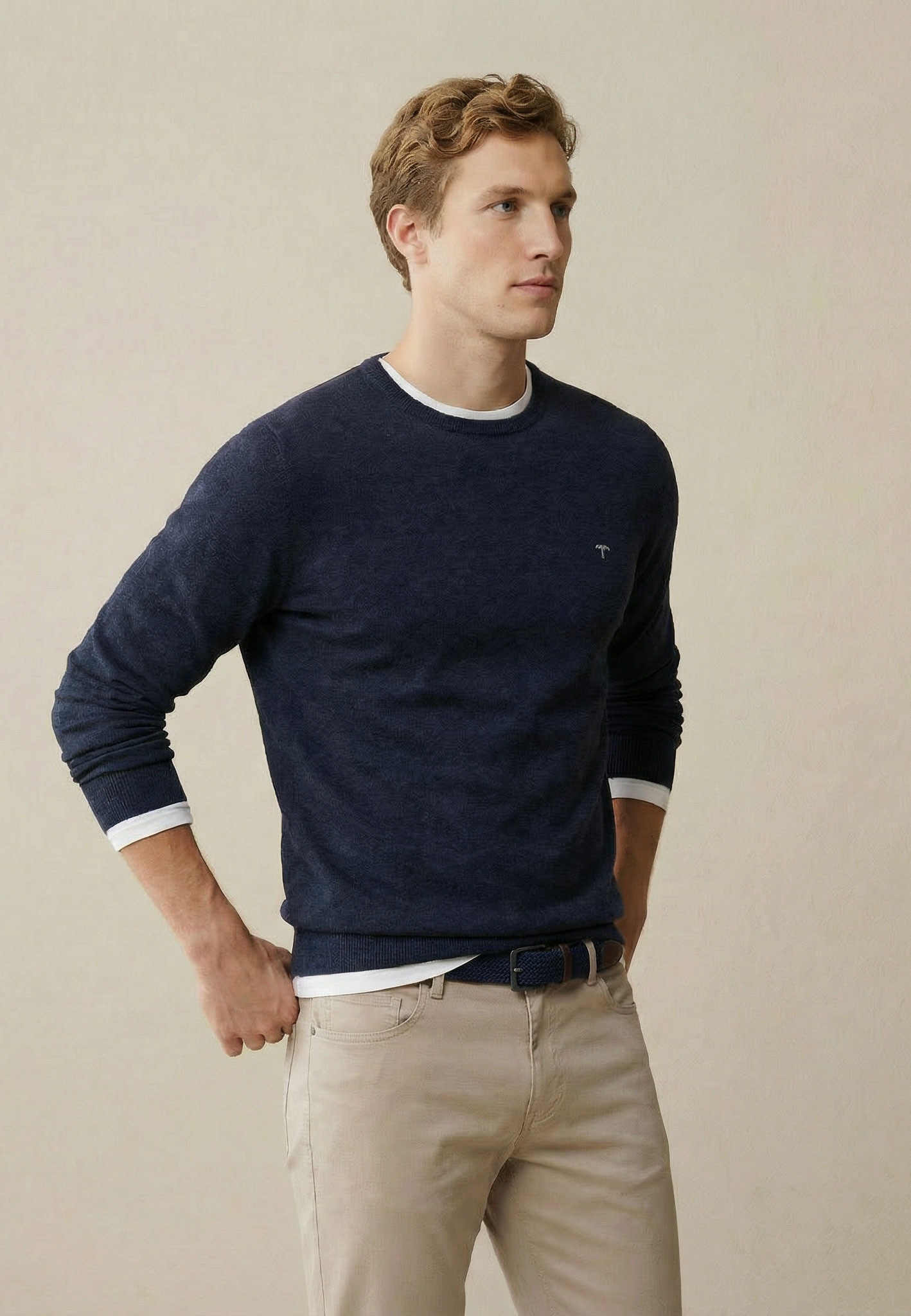 FYNCH-HATTON Strickpullover »FYNCH-HATTON Langarmpullover« mit Logostickerei