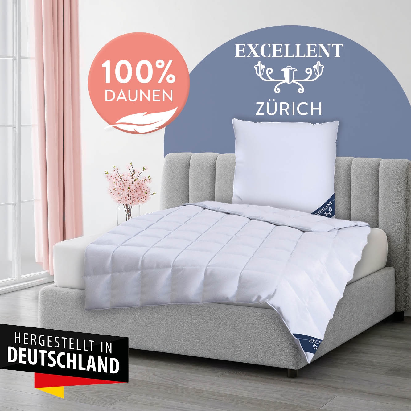 Excellent Daunenbettdecke »Zürich, Bettdecke normal mit Bestnote "Hoher Schlafkomfort" bewertet.« leicht Füllung 100% Daunen 1 Stk. tlg. Bettdecke 135x200 cm, 155x220cm und weitere Größen, Made in Germany
