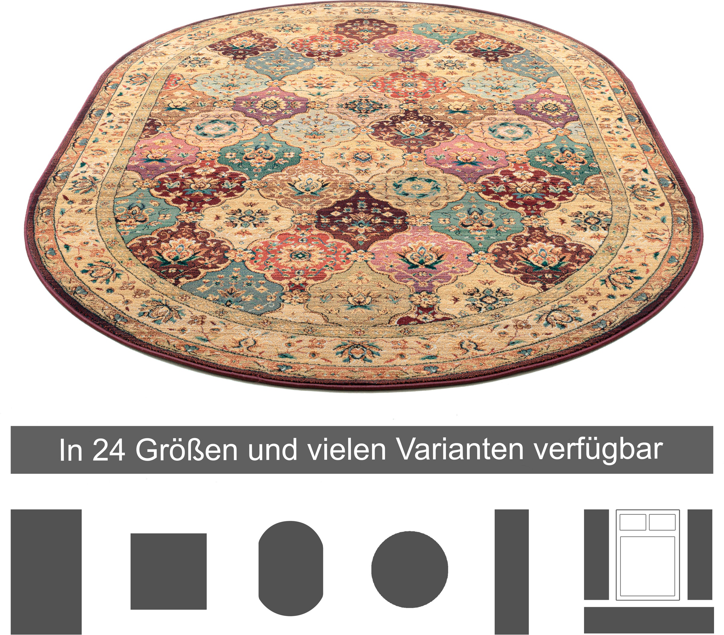 THEKO Teppich »Gabiro 208«, oval, 10 mm Höhe, Orient-Optik, ideal im Wohnzimmer & Schlafzimmer