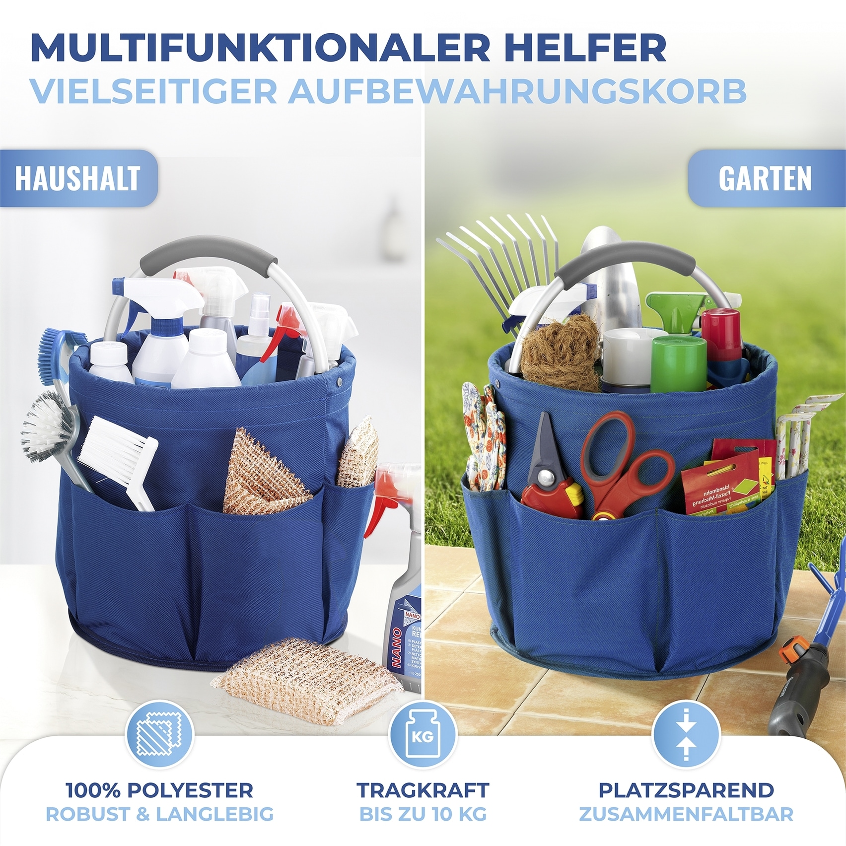 Maximex Organizer »Universal-Reinigungs-Caddy«, Allzweckkorb mit 6 Außentaschen, ideal für Haushalt, Garten & Camping