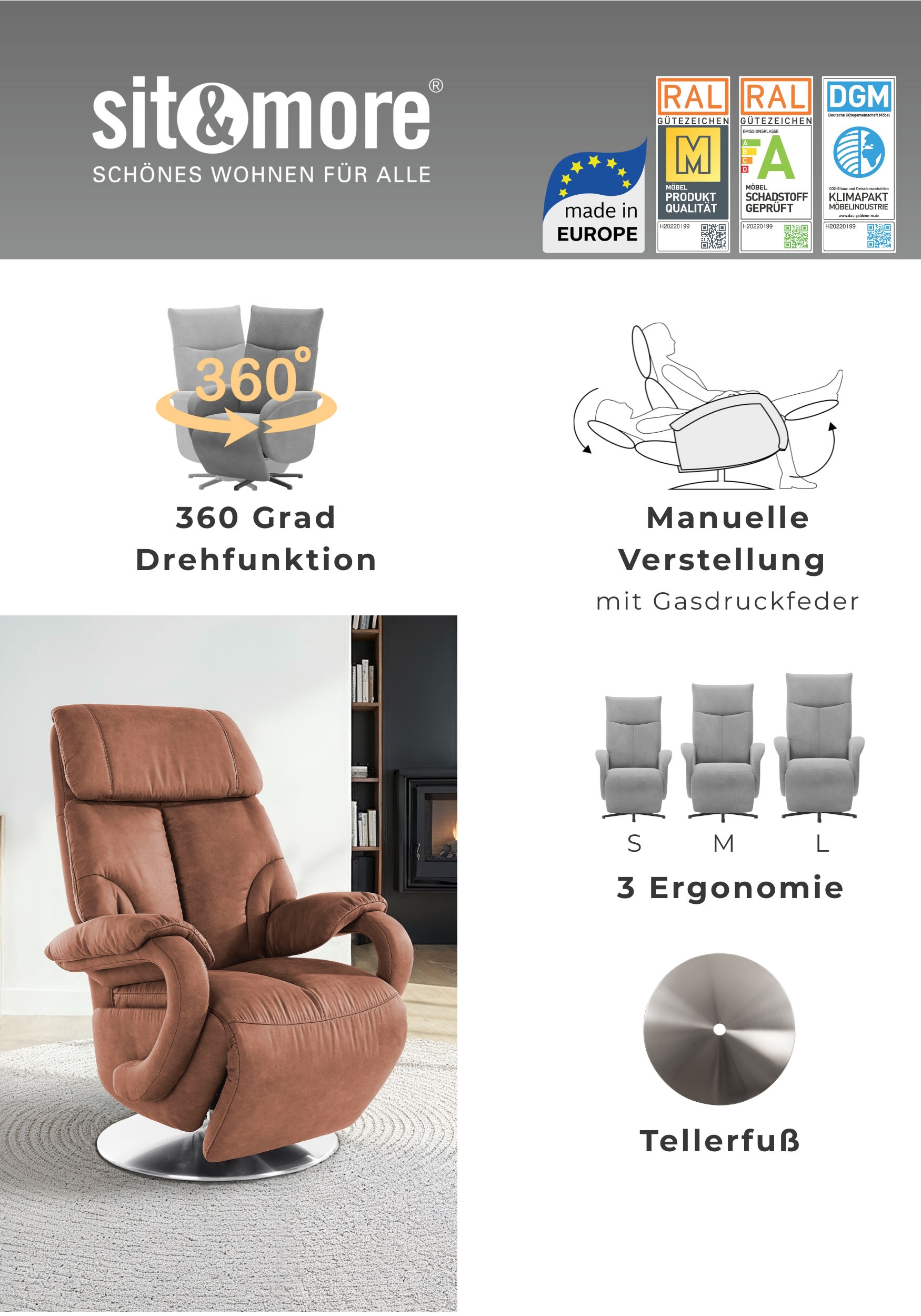 sit&more TV-Sessel »Invito« in Größe S, wahlweise mit Motor und Aufstehhilfe