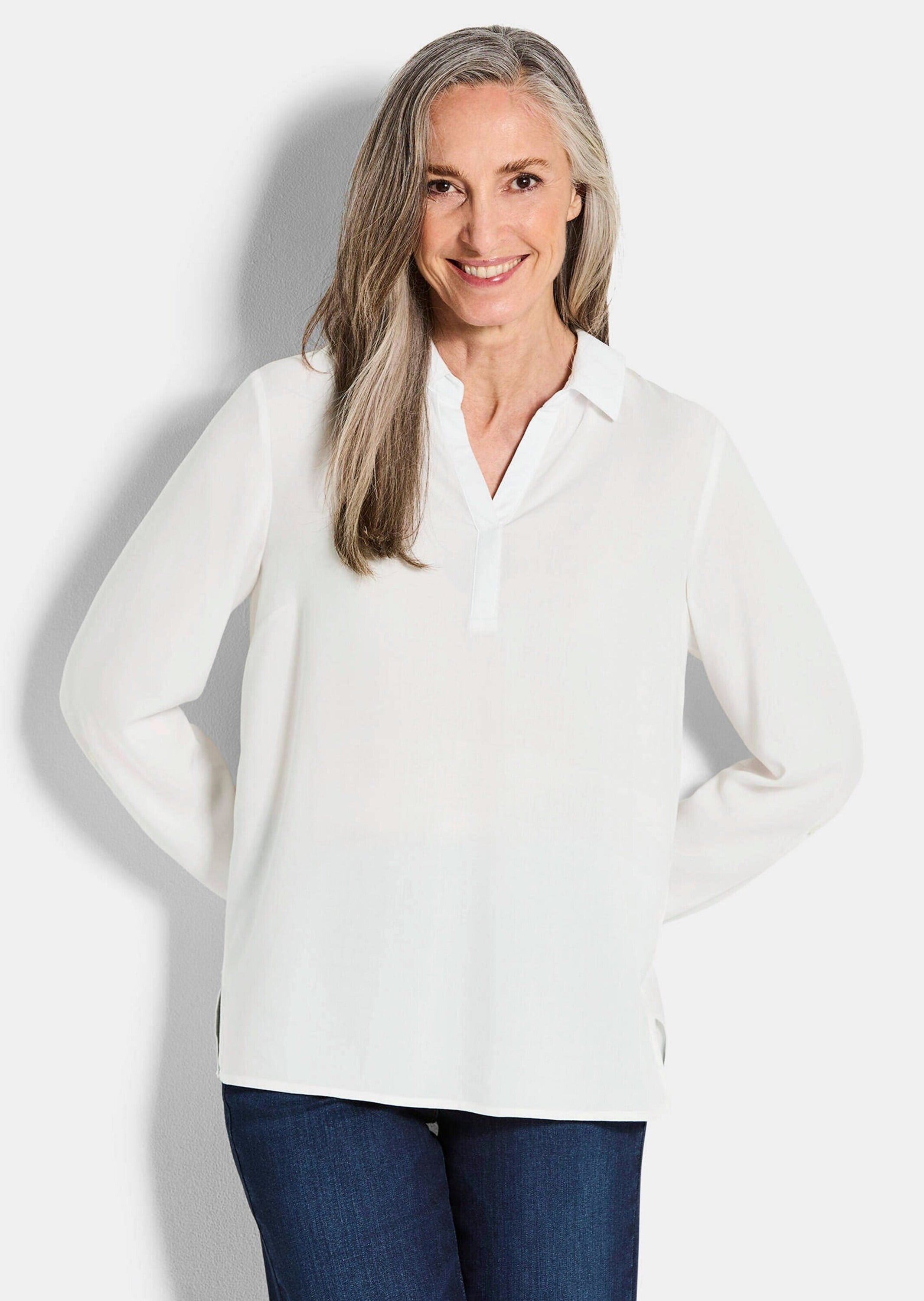 GOLDNER Klassische Bluse »Zeitlose Viskosebluse mit Hemdkragen« Hemdkragen