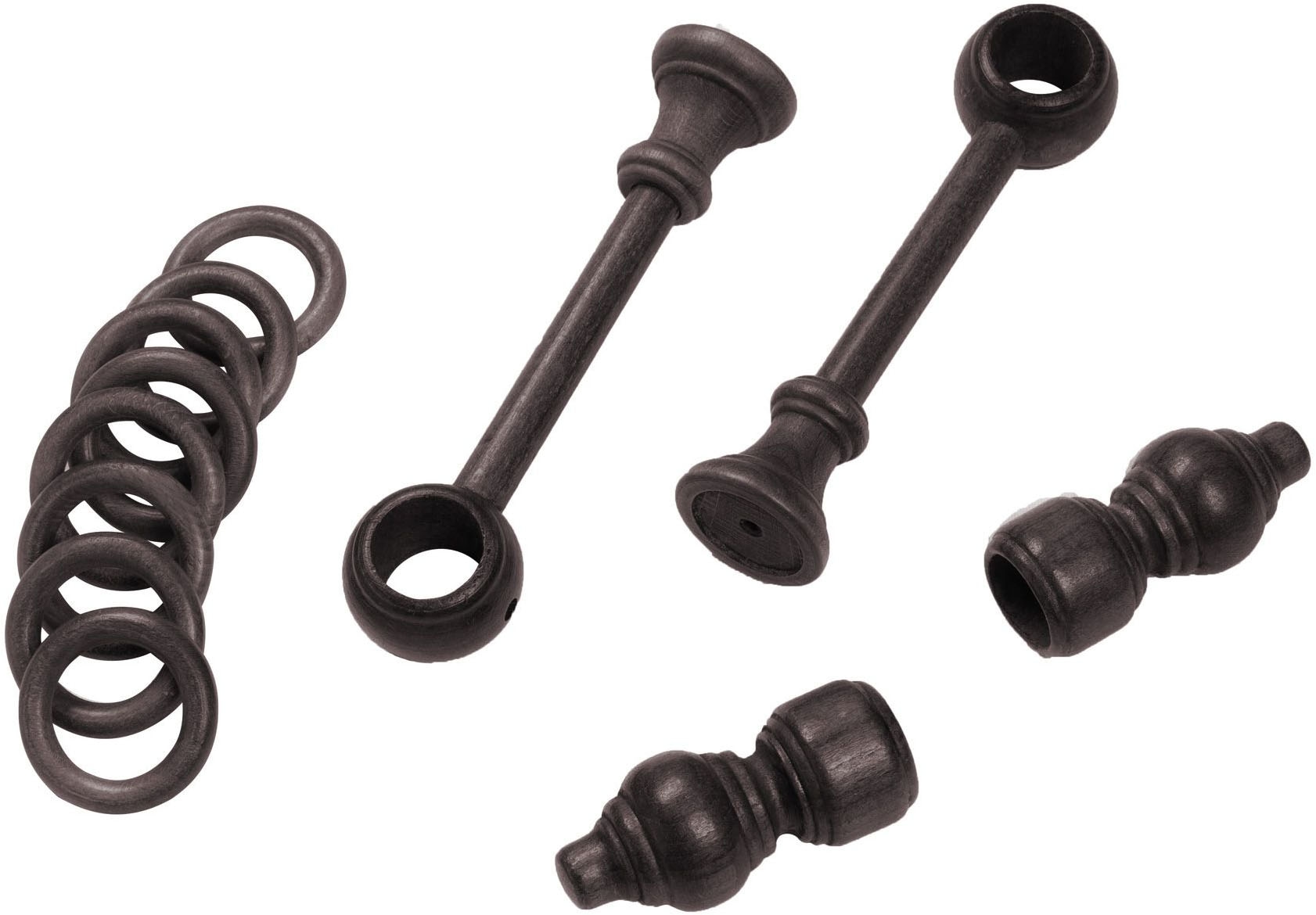 SN DECO GROUP Gardinenstange »Filigrano« 1 läufig-läufig Fixmaß 28 mm, Holz, verschiedene Längen und Farben, Komplettset