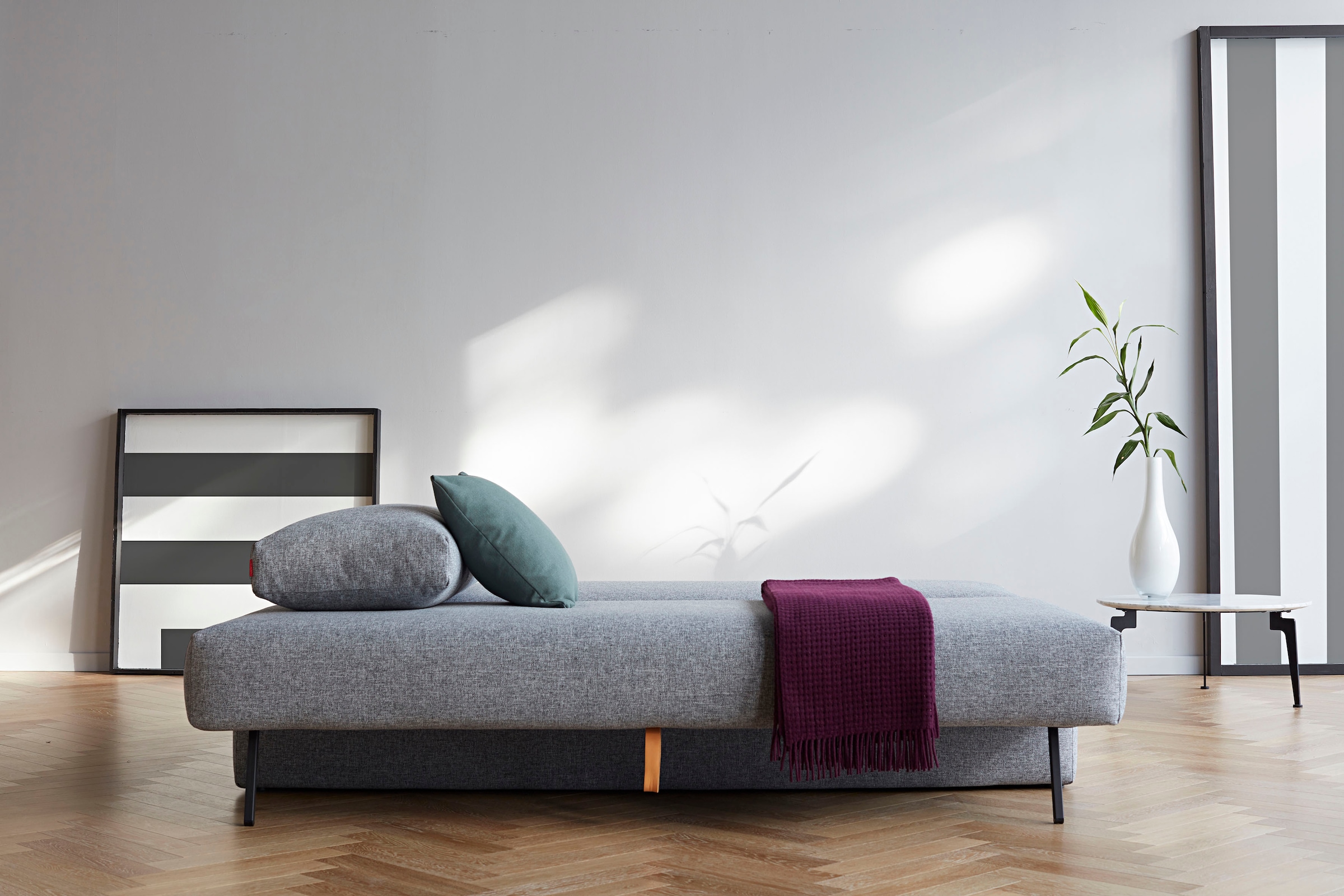 INNOVATION LIVING ™ Schlafsofa »Osvald hochwertige, leichtgängige Schlaffunktion, Design und Komfort«, mit losen Rückenkissen, hochwertiger Sitzaufbau für tollen Sitzkomfort