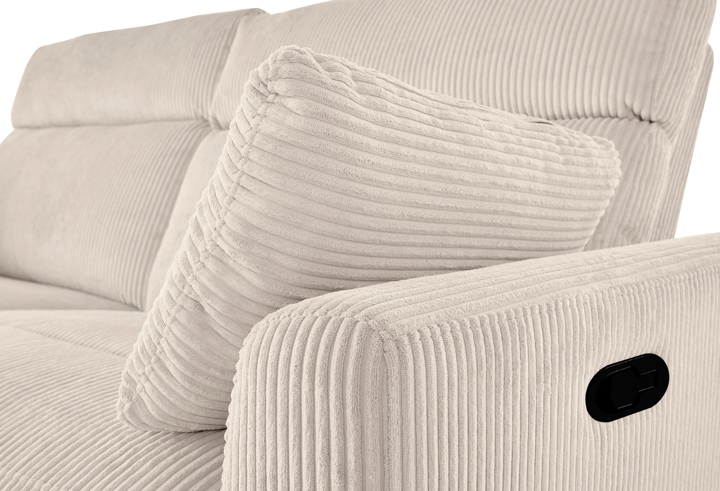 INOSIGN Ecksofa »JENNA, L-Form, 209cm, manuelle u. elektrische Funktion, mit USB A/C,«, Liegefunktion 105°-150°, Federkern, Cord
