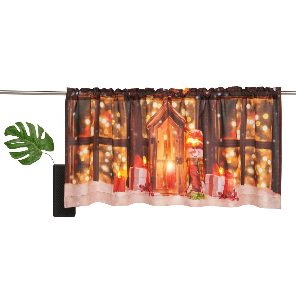 my home Scheibengardine »Lichterhaus«, (1 St.), mit Weihnachtsmotiv HxB: 45x120, mit LED-Beleuchtung