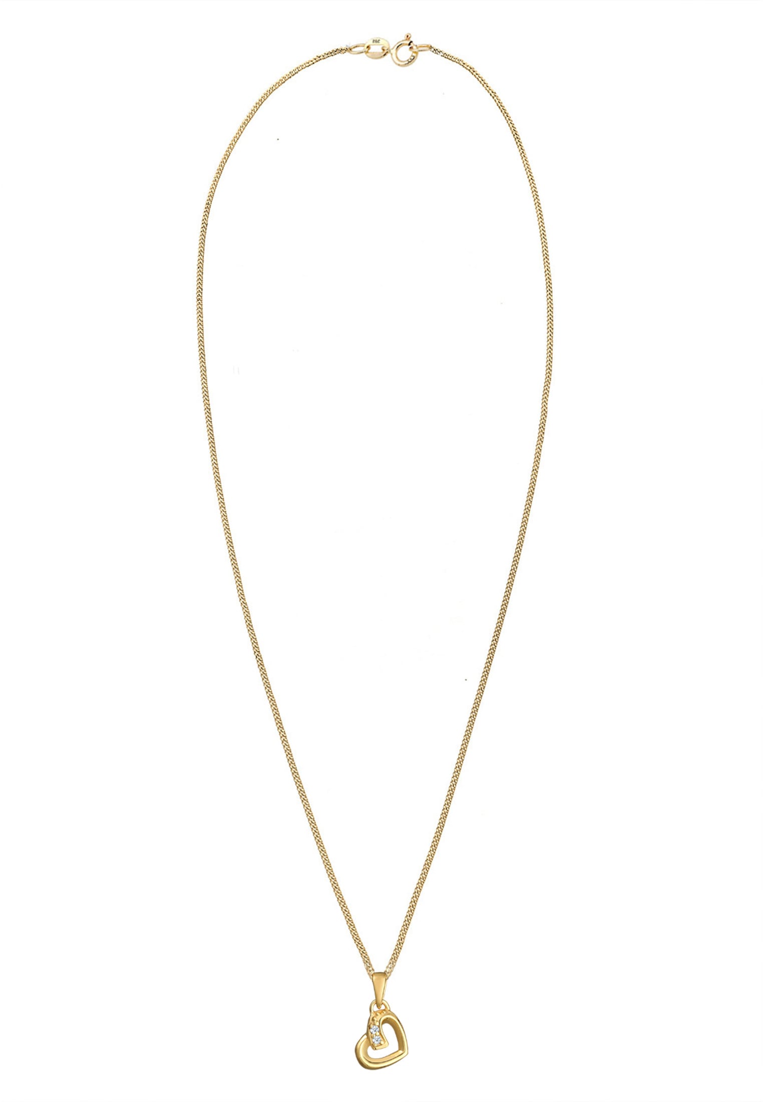 Elli DIAMONDS Silberkette »Halskette Herz Diamant Brillantschliff (0.01 ct) 585 Gelbgold«