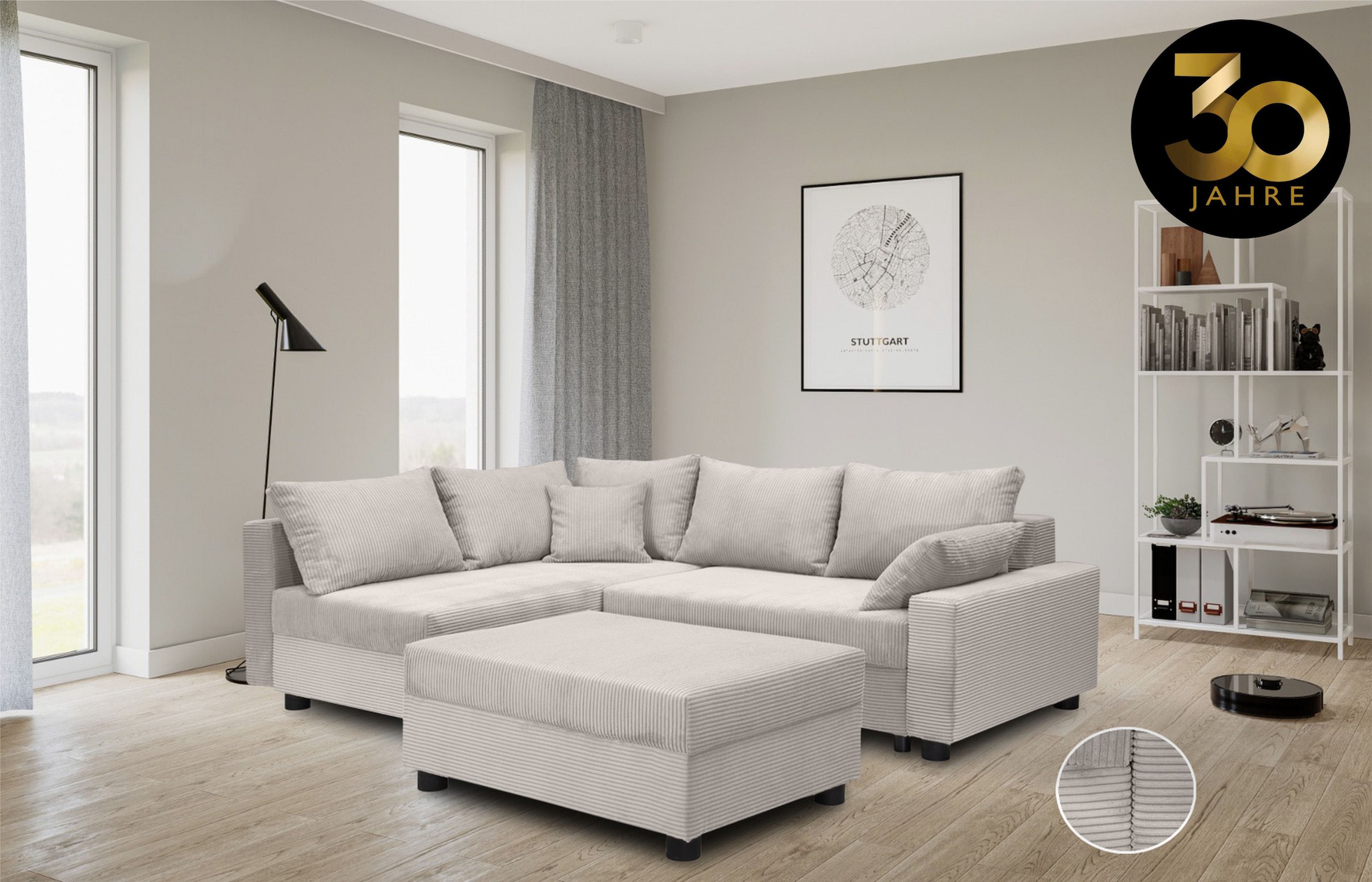 COLLECTION AB Ecksofa »Parma L-Form«, mit Schlaffunktion und Bettkasten, inklusive Kissen, Bonellfederkern